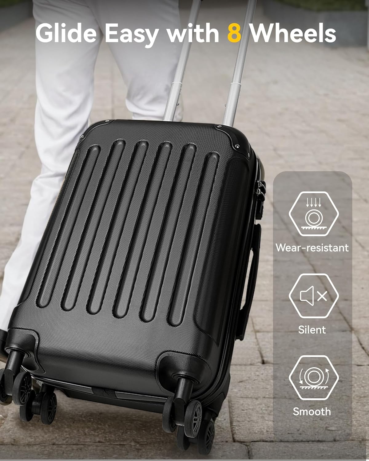 Carry On Luggage 22x14x9 Airline Approved, Hardside Suitcase with Wheels, TSA Approved, Rose Gold