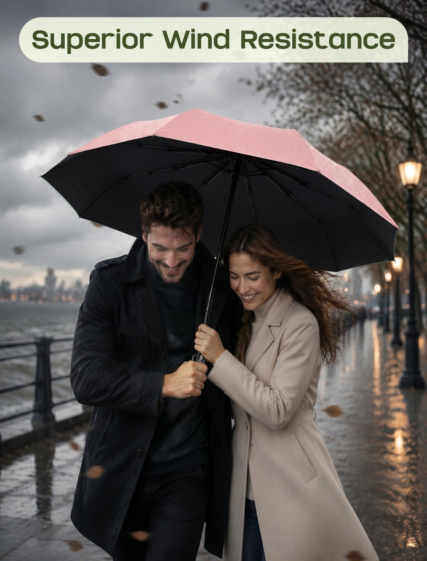 HIPPIH Compact Travel Umbrella for Rain - Windproof Automatic Umbrellas, UV Umbrella for Sun