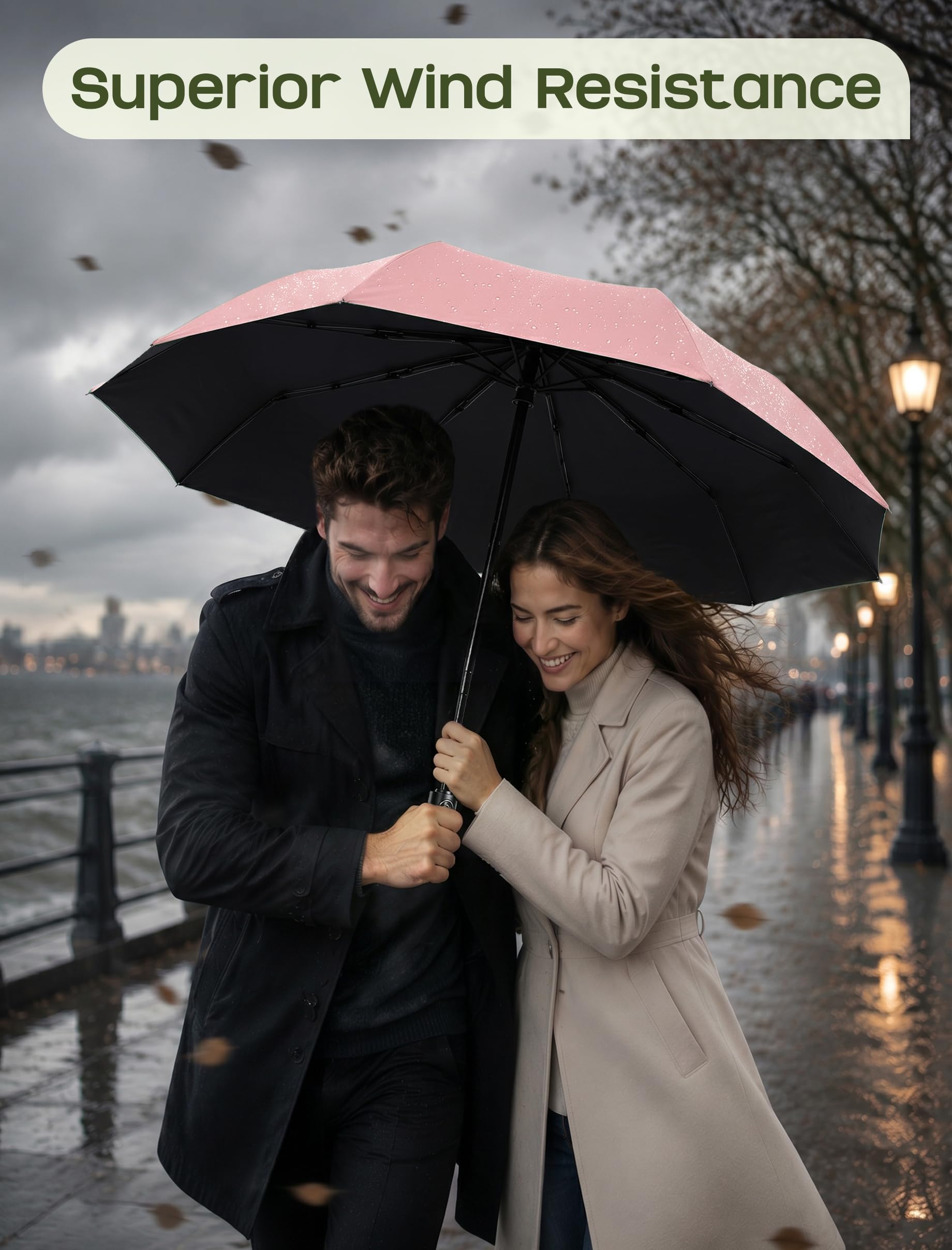 HIPPIH Compact Travel Umbrella for Rain - Windproof Automatic Umbrellas, UV Umbrella for Sun