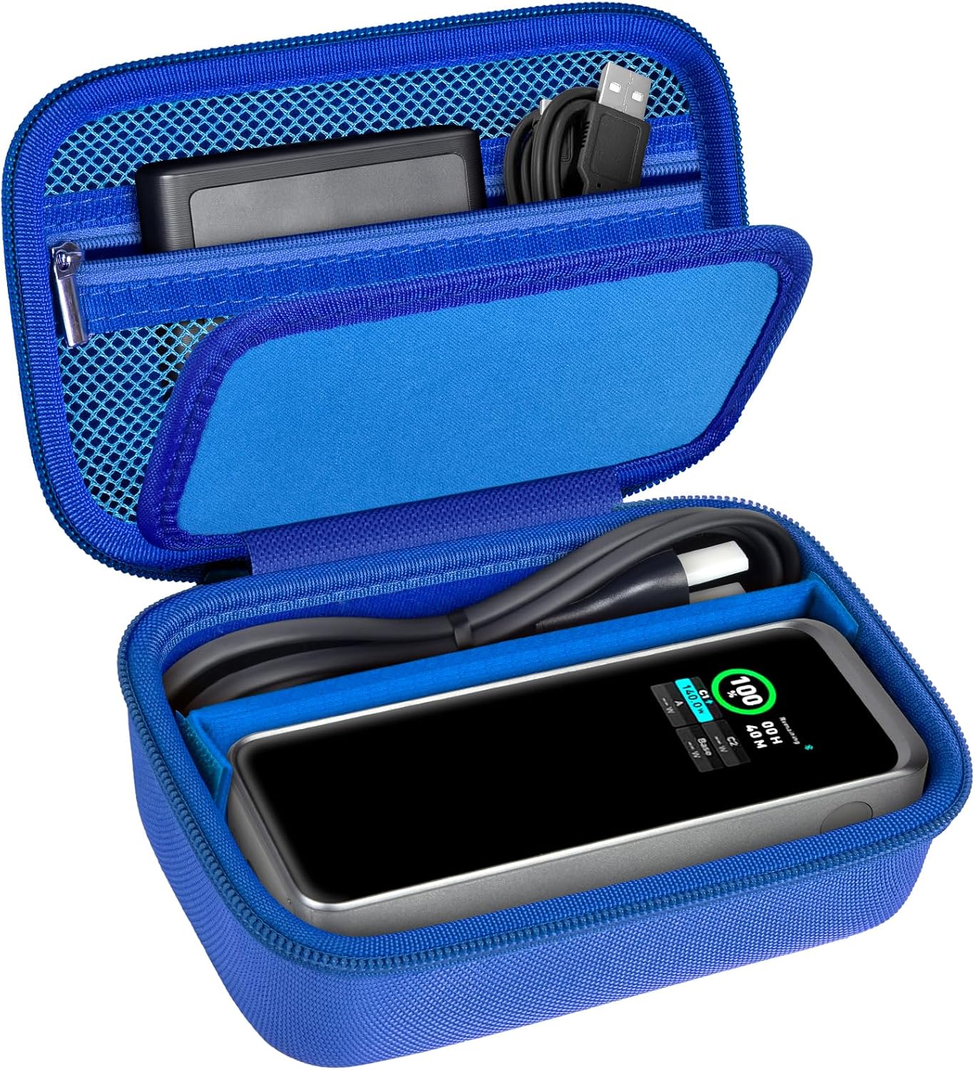 Case Compatible with Anker Prime Power Bank, 27,650mAh 3-Port 250W& for Prime USB C Charging Station, Storage Travel Holder for Anker Prime Charging Base, Portable Chargers, Cable-Blue (Box Only)