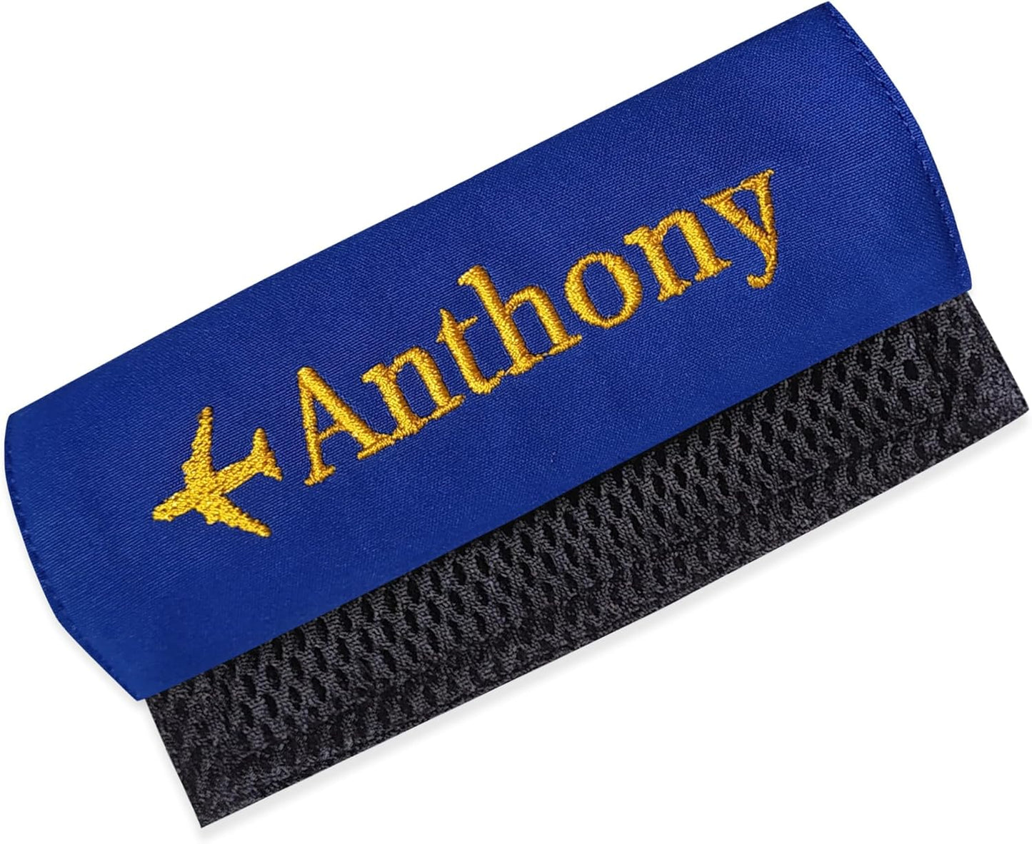 Personalized Luggage Handle Wrap Finder | Custom Embroidered Icon Monograms or Short Text ID Tag | Cover Identifier Marker for Suitcase or Bag | Grips Accessories for Travel by ACORD EU (Royal Blue)