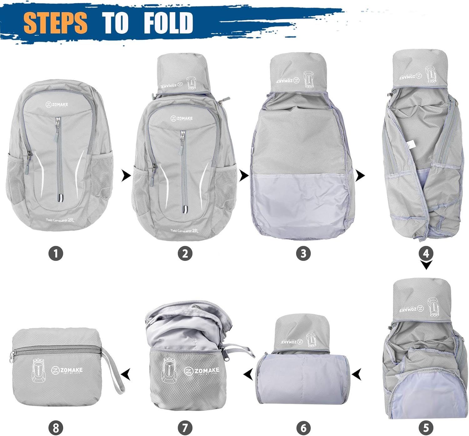 ZOMAKE Ultra Lightweight Packable Backpack 25L, Foldable Hiking Backpacks Water Resistant Small