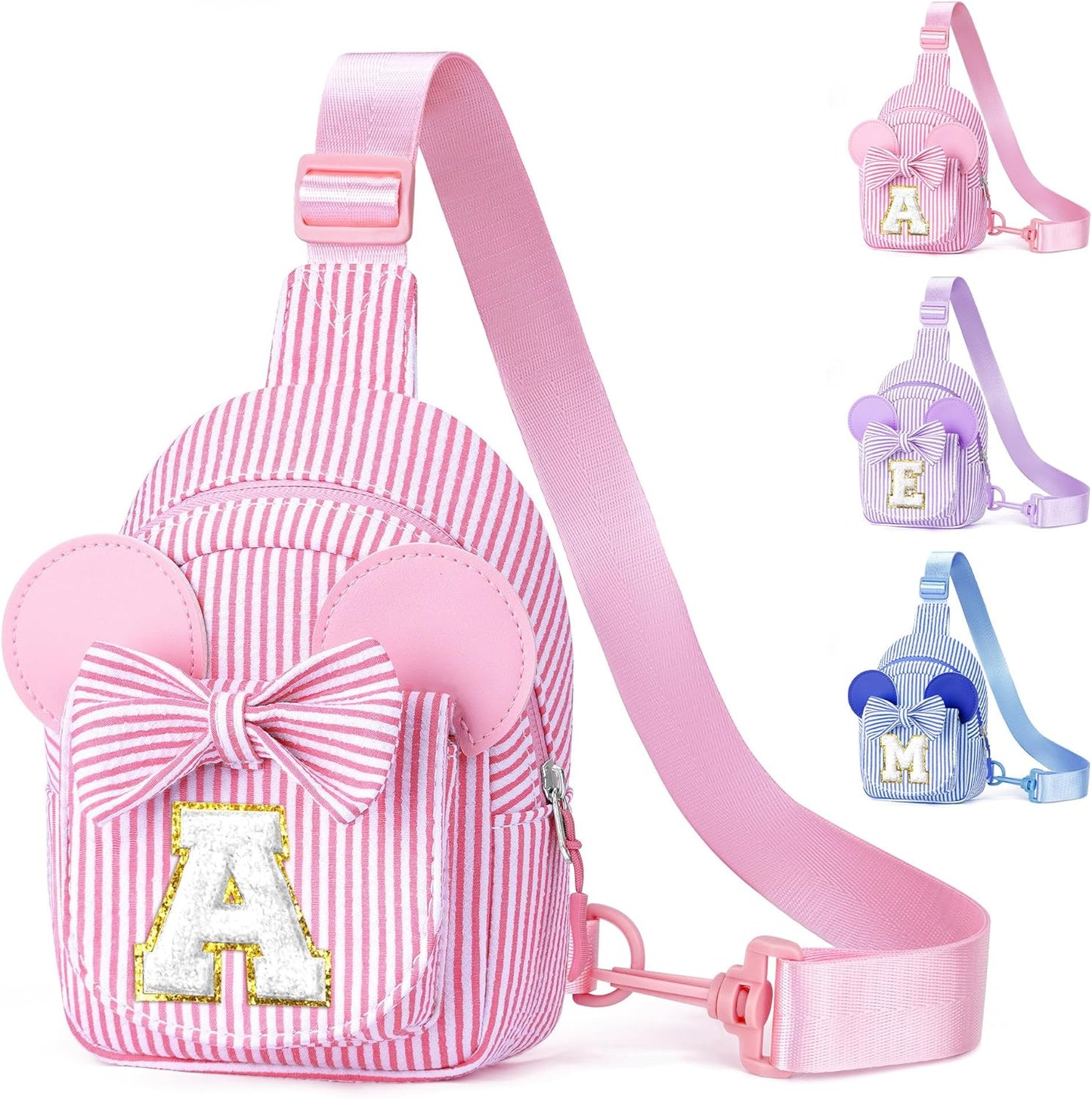 YOOLIFE Sling Bag for Girl Kids - Birthday Gifts for 2 3 4 5 6 7 8 Year Old Girls, Birthday Gifts for Girl Daughter Sister, Initial Belt Bags for Girls Sling Bag Purse(Pink A)