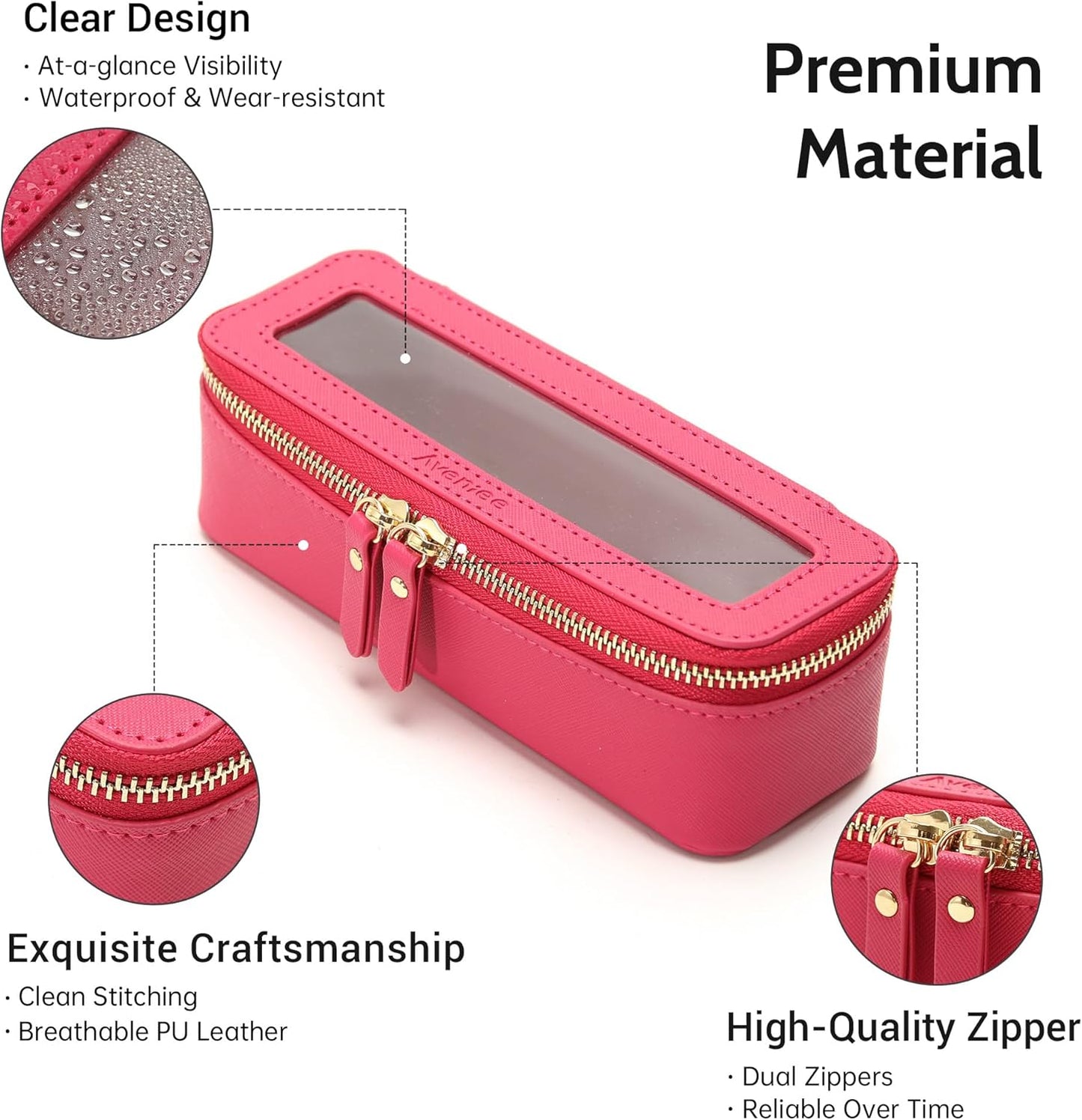 Aveniee Clear Makeup Brush Bag, Slim Brush Holder Cosmetic Case, Small Travel Toiletry Bag for