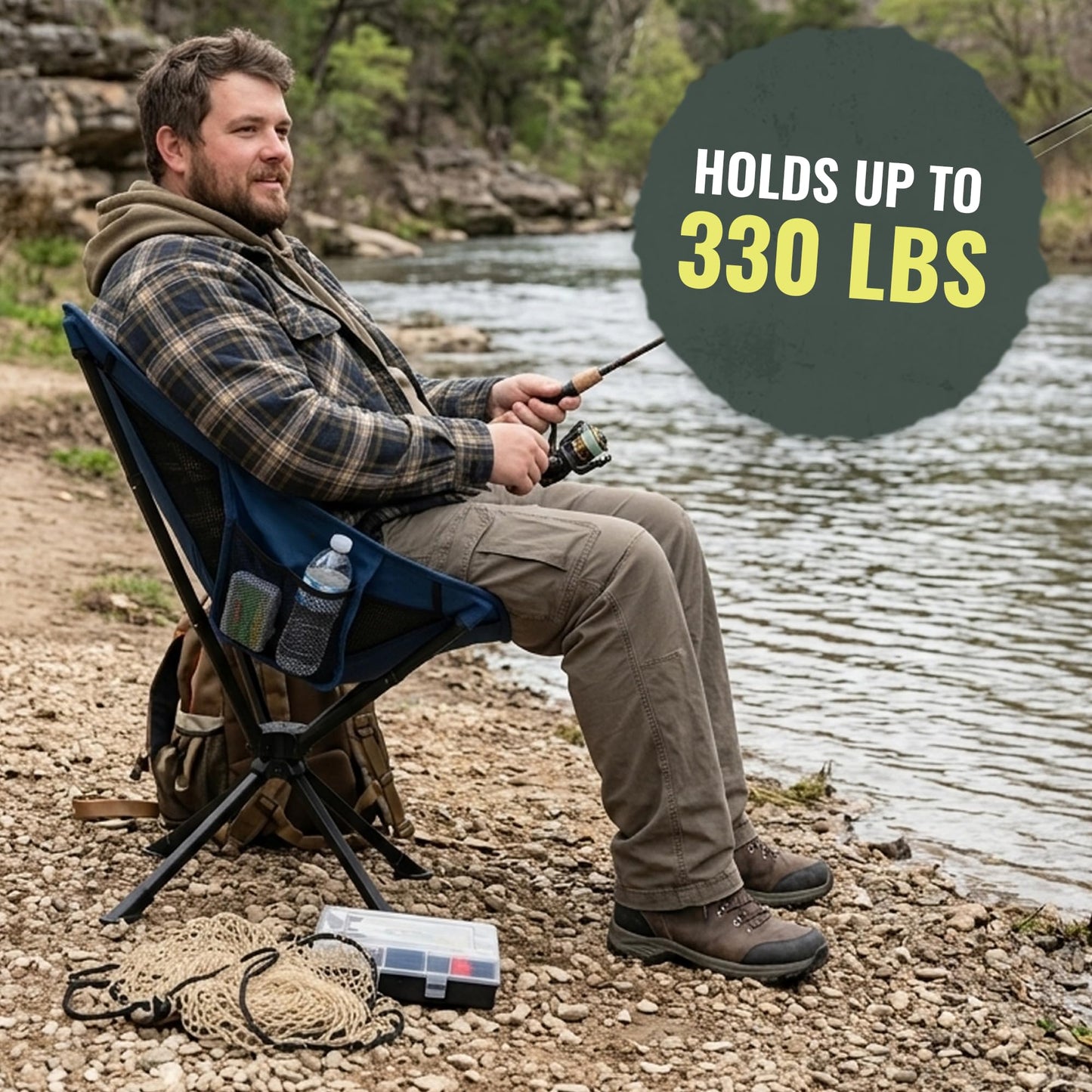 DuraBilt 360 Swivel Camping Chair, Folding Portable Outdoor Camp Chair