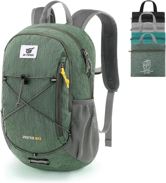 SKYSPER Foldable Small Backpack – 20L Lightweight Hiking Daypack with Chest Belt Packable Travel Rucksack for Women Men