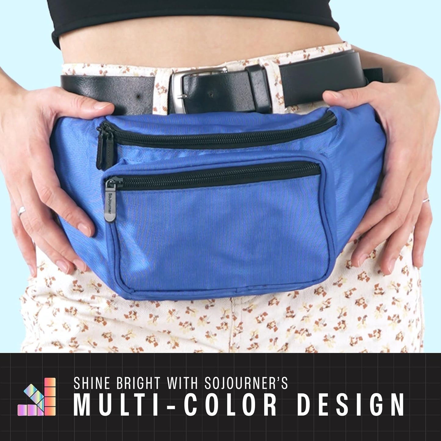 Blue Fanny Pack Belt Bag I Mens Fanny Packs for Women Fashionable - Crossbody Bag Bum bag Waist Bag Waist Pack - Hands Free for Hiking, Running, Travel, Waterproof and more