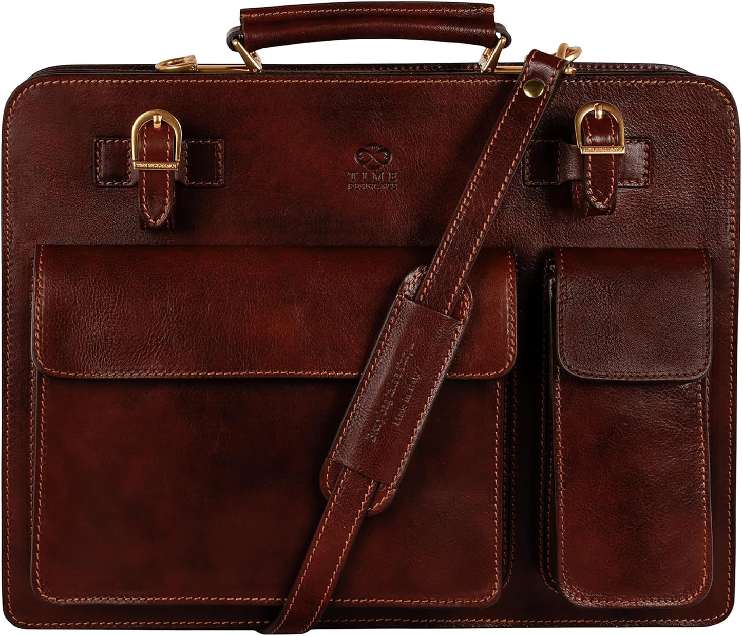 Time Resistance Leather Briefcase - Classy Bag for Men - Business and Vintage Briefcase Made in Italy