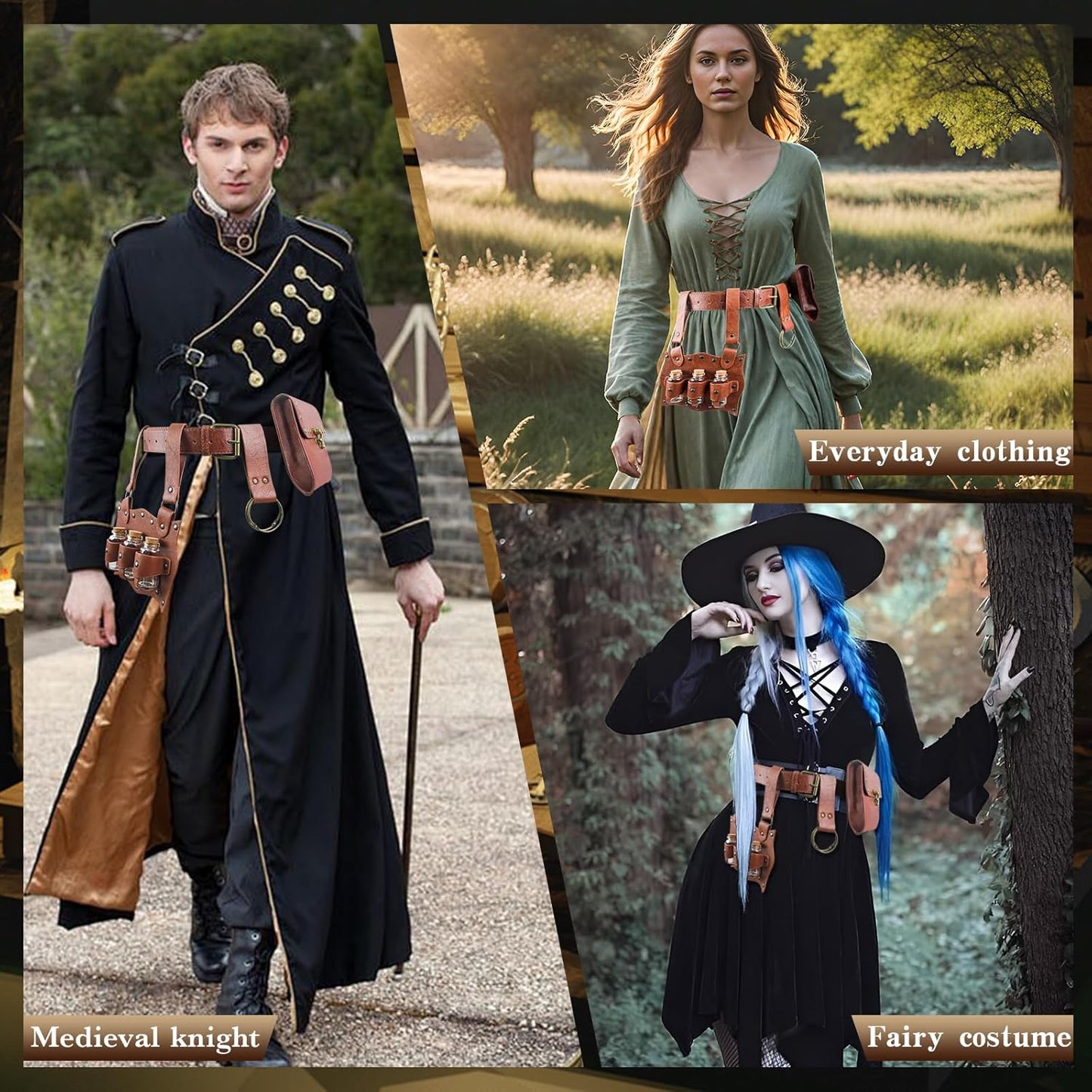 Renaissance Costume Accessories Belt Pouch Medieval Belt Bag Viking Waist Bag Potion Bottles Pirate for Cosplay Festival LARP Halloween Women Men Christmas Gifts