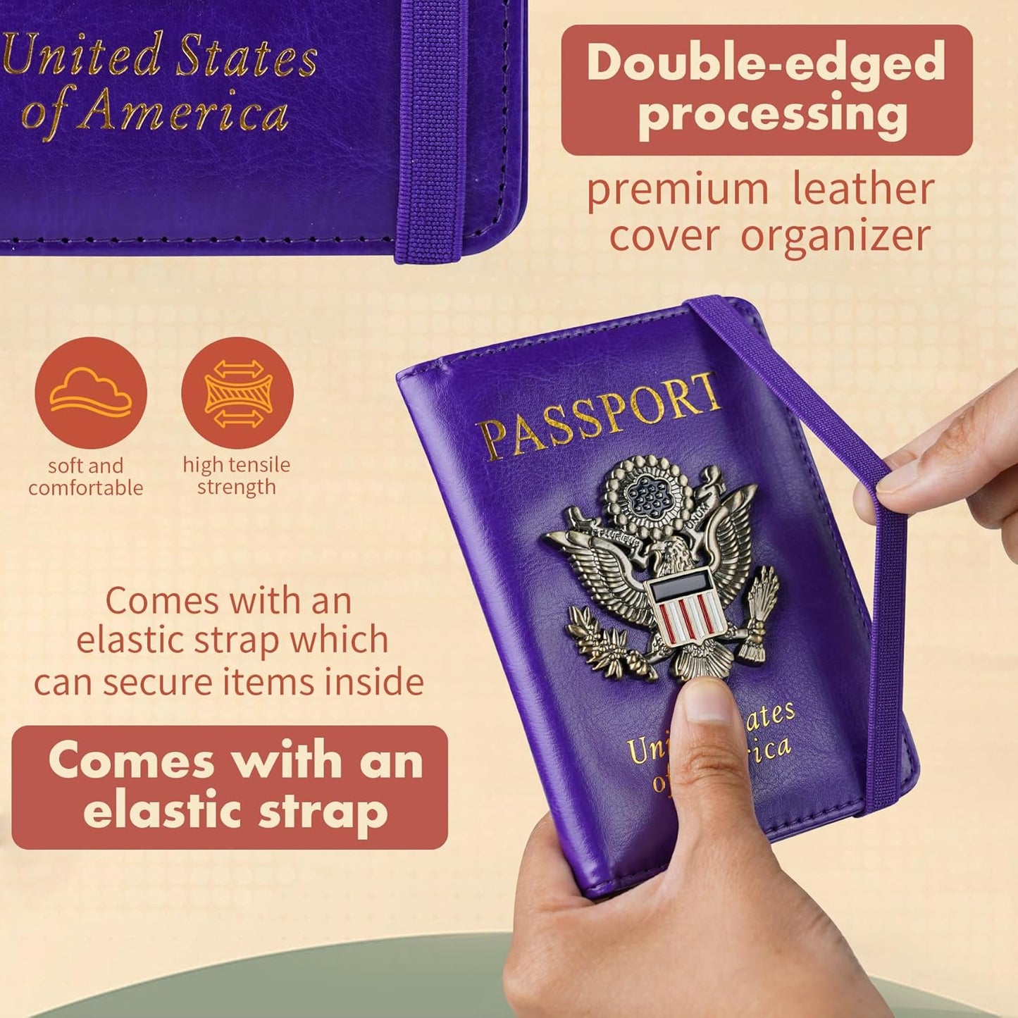 Passport Holder Cover Travel Wallet RFID Blocking Passport Wallets Family Organization Personalized Wallet Case for Men and Women Travel Must Haves (Purple)