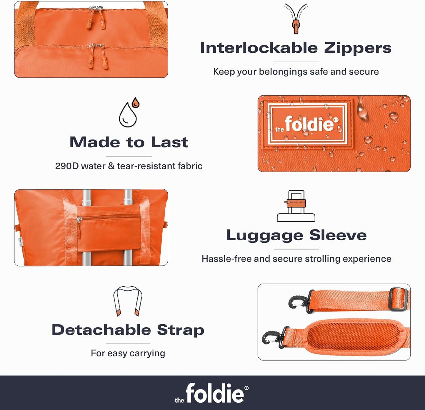 The Foldie Foldable Travel Bag for Women - 40L Weekender Bag with Multiple Pockets - Carry On Expendable Travel Bag