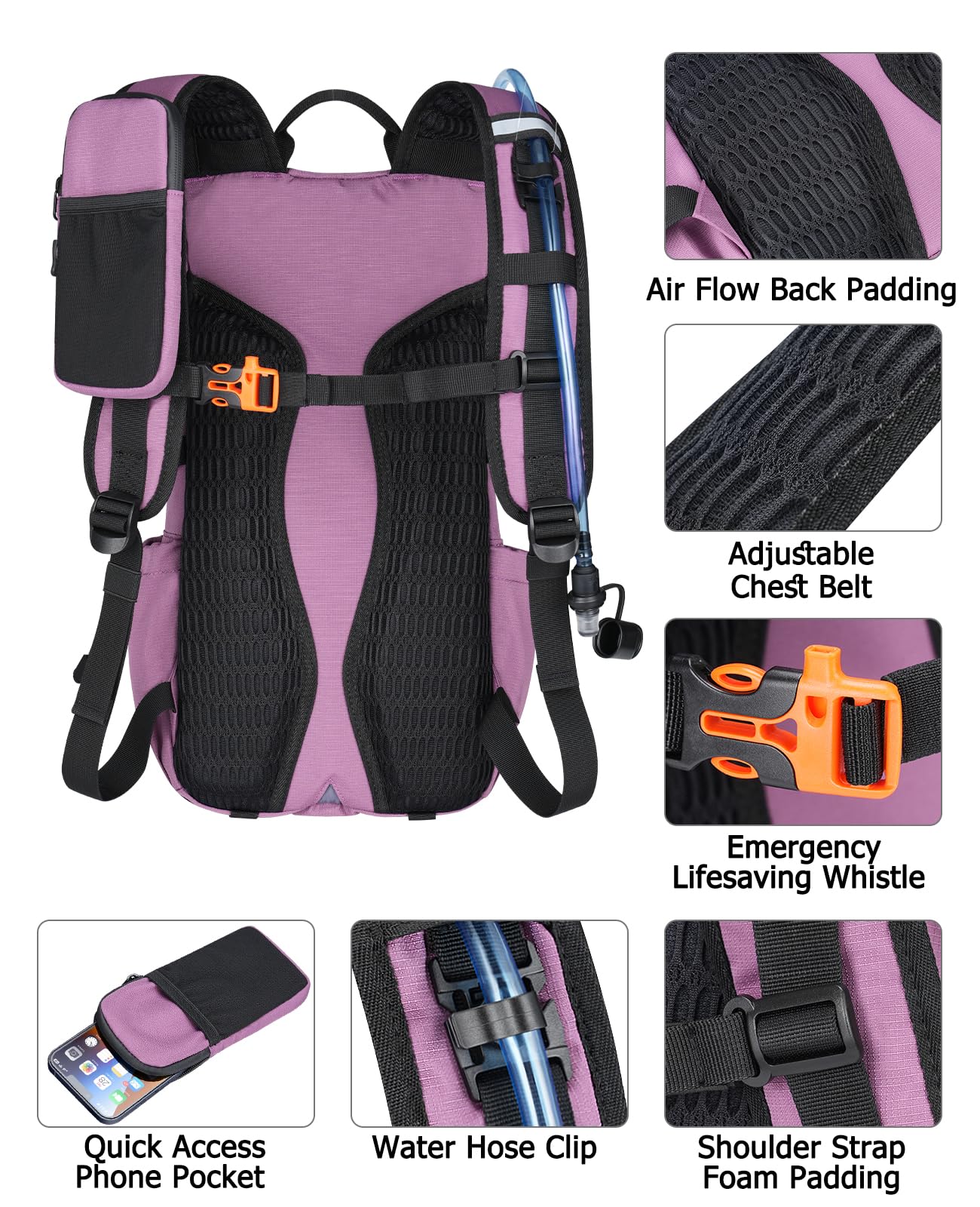 NOOLA Hydration Hiking Backpack with 3L Water Bladder - 25L Water Backpack for Cycling, Running