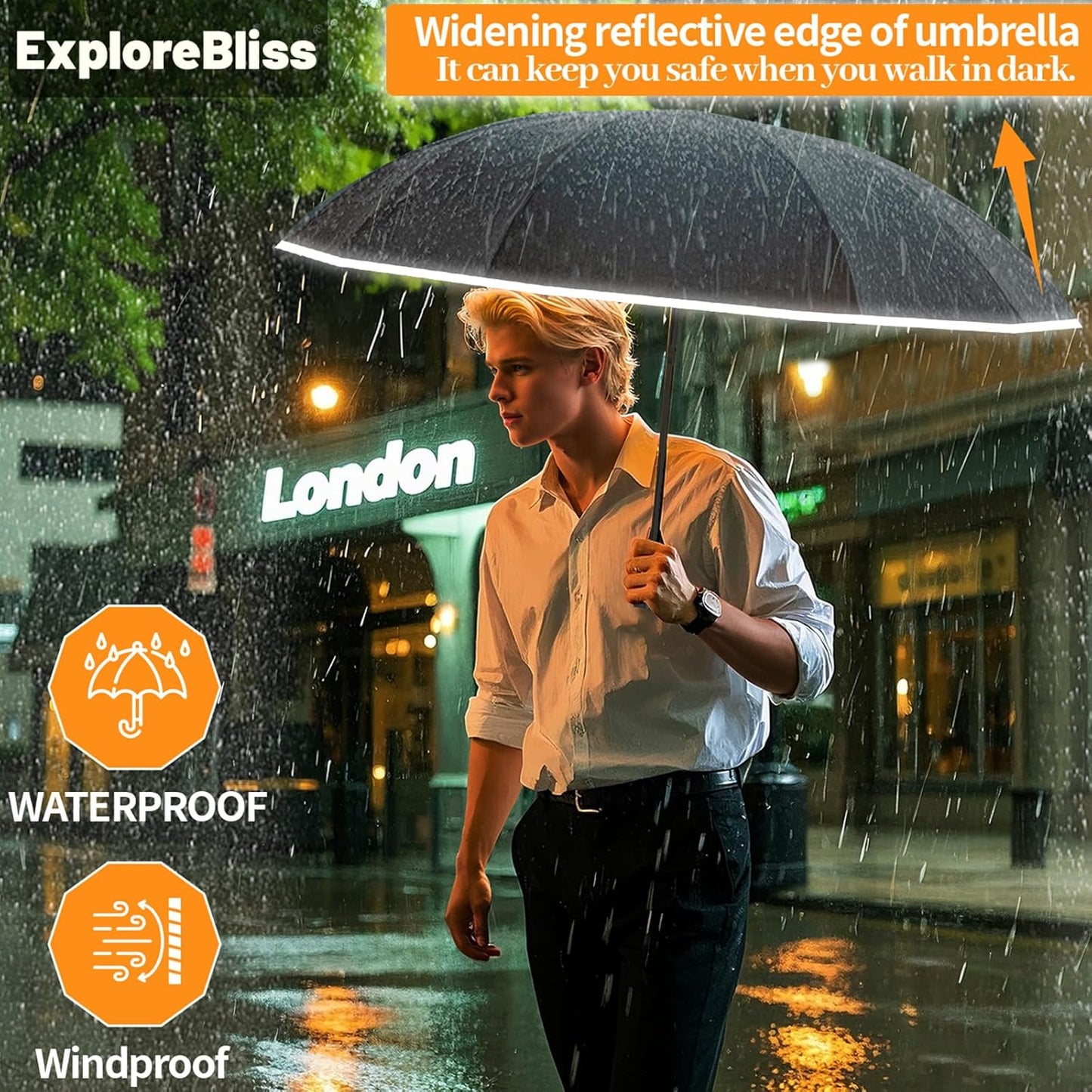 Travel Umbrella Superior, Beautiful & Compact, Large Strong but Light Portable and Automatic