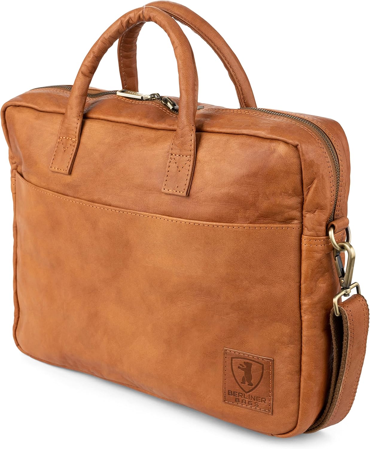 BERLINER BAGS Vintage Genuine Leather Laptop Bag Madrid, Work Bag, Briefcase for Men and Women