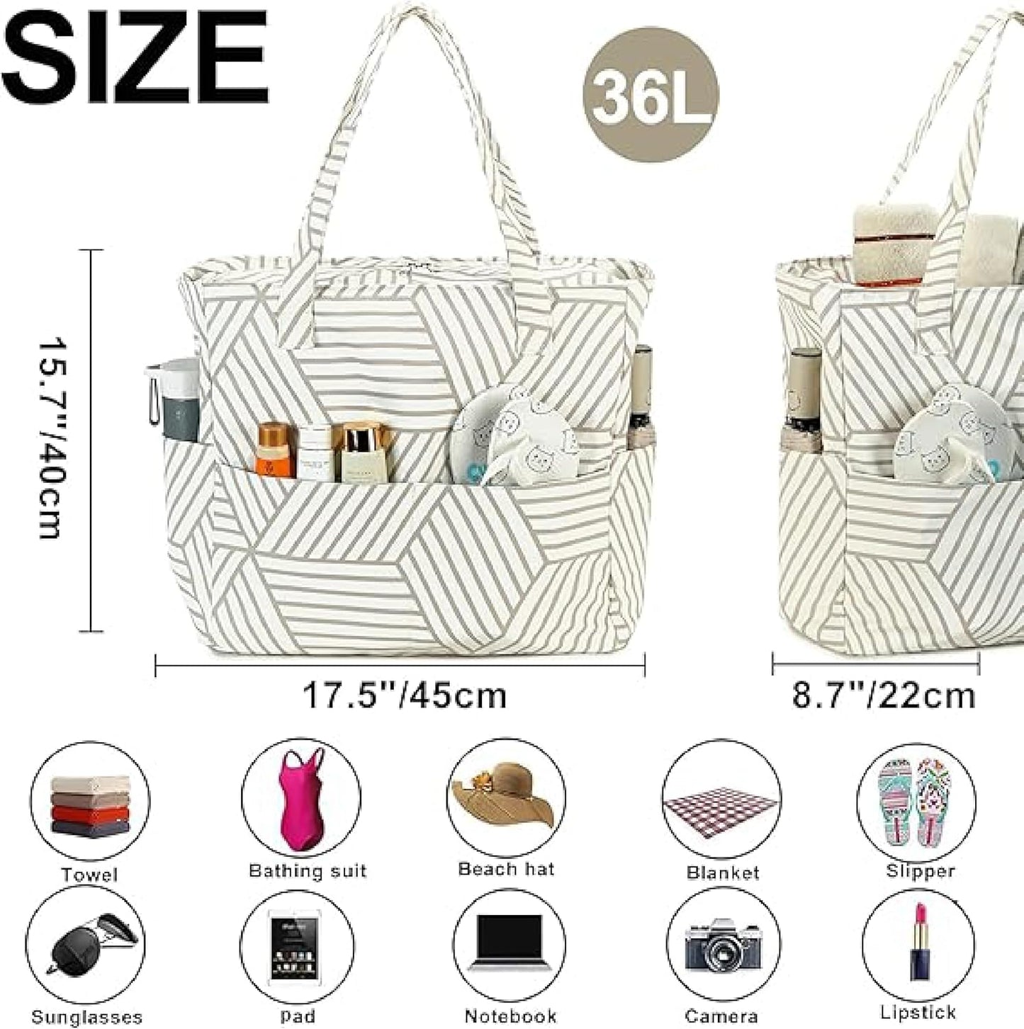 Bluboon Waterproof Beach Tote Pool Bags for Women Ladies Extra Large Carry On Bag With Wet Compartment for Weekender Travel