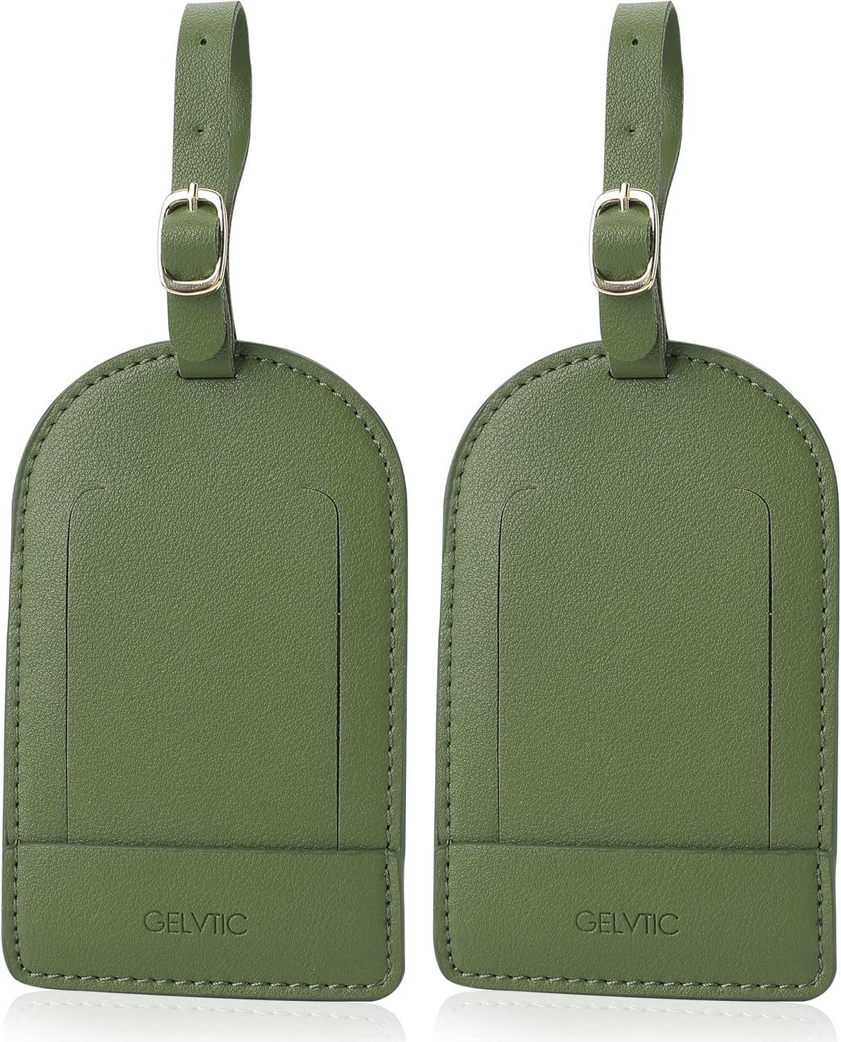 Faux Leather Luggage Tags for Suitcase Tag Set Privacy Protection with Identifie Name Lable ID Card Baggage tag for Men Women Travel Accessories, 2/4 Pack (LT06-Green)