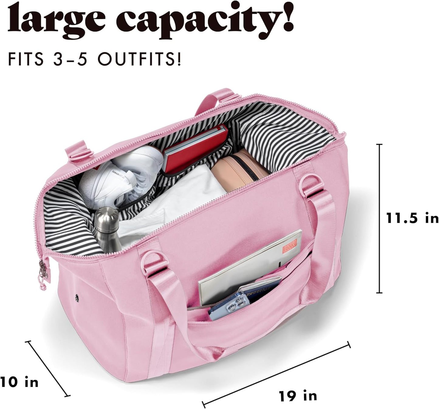 Fit & Fresh Premium Neoprene Weekender Bag With Trolley Sleeve - Large Overnight, Carry-on, Duffel, Gym, and Hospital Bag for Labor & Delivery