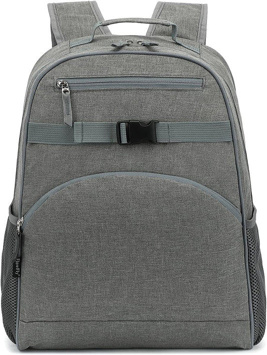 FlowFly Kids Backpack for Toddler Boys Girls, Simple Lightweight Bookbag for Daycare Kindergarten Elementary School Travel, Small Modern Bag (Large), Grey