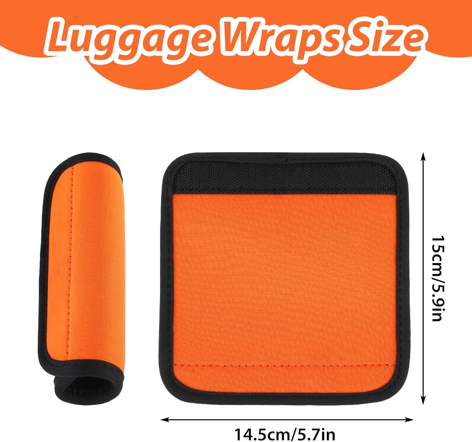 2Pack Luggage Handle Wrap for Suitcase Travel Essential Bright Orange Color Soft Luggage