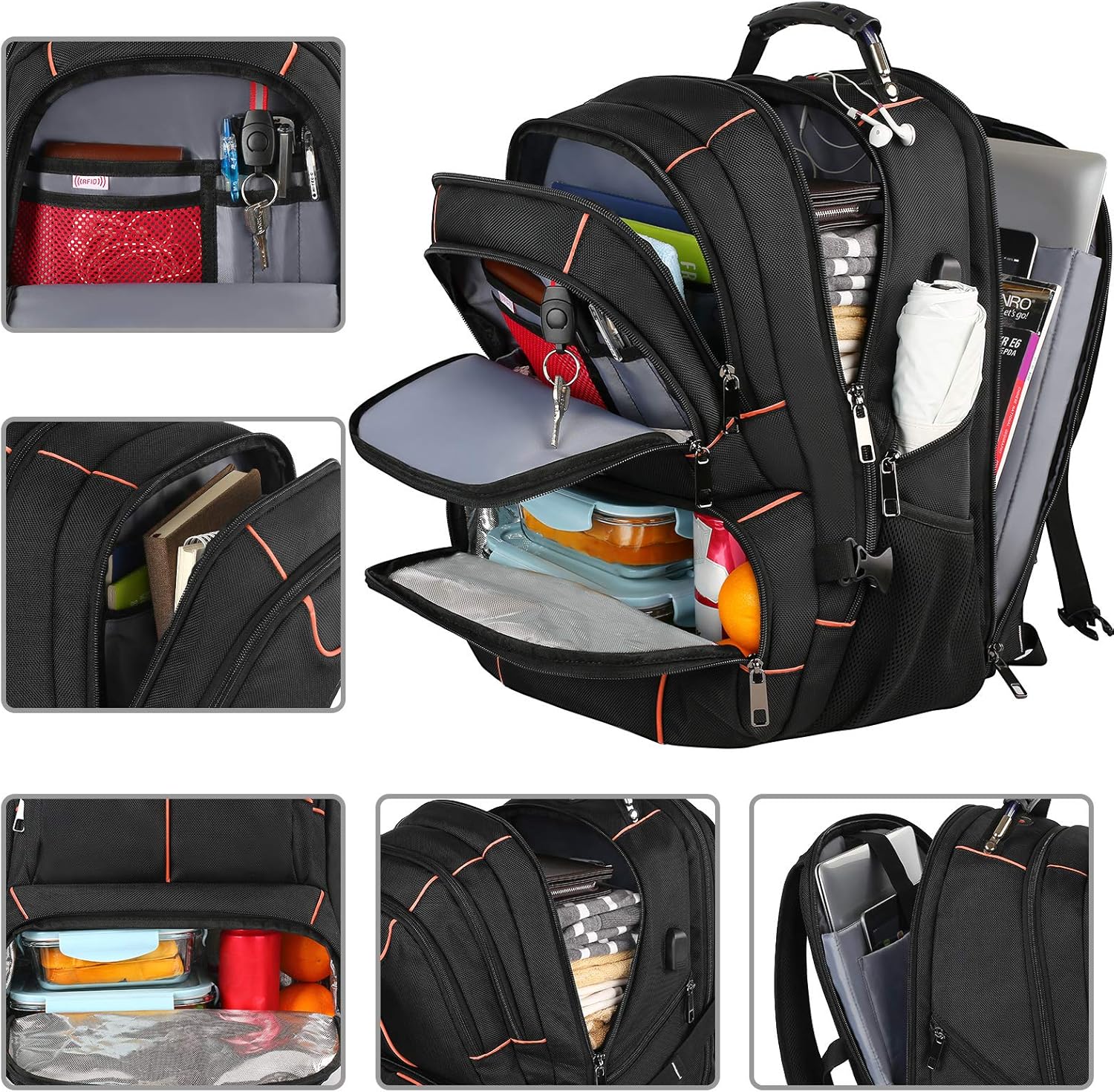 VECKUSON Lunch Bag Backpack, Insulated Cooler Lunch Box, Extra Large 17.3 inch Laptop Backpack with