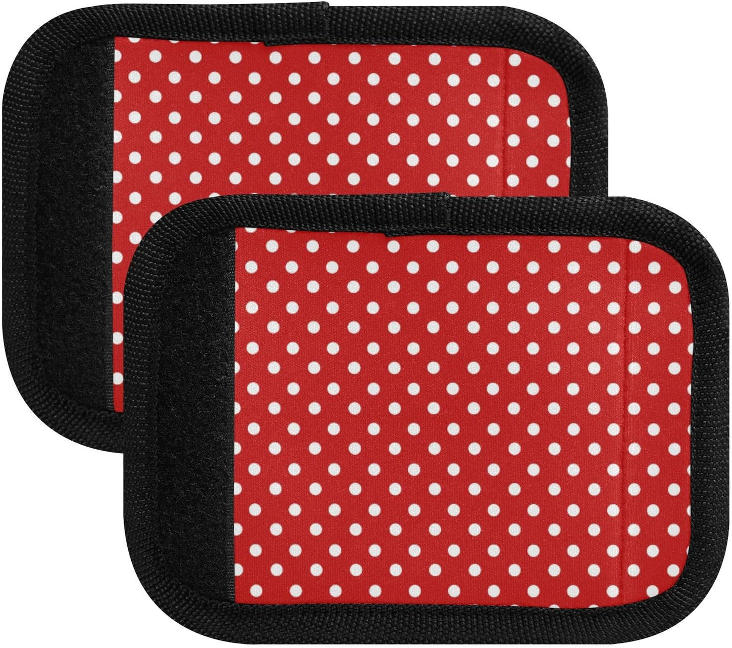 2Pcs Luggage Handle Wrap Suitcase Identifier Handle Covers Tags Soft Travel Bags Luggage Handle Gripper Accessories for Airplane Flying Red Polka Dots