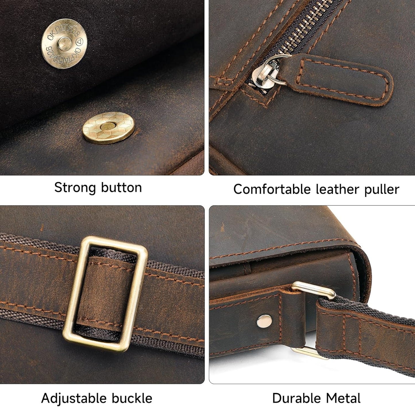 Men Leather Messenger Bag Vintage Working Shoulder Crossbody Bags Purse Daypack Handbags for Women Gift