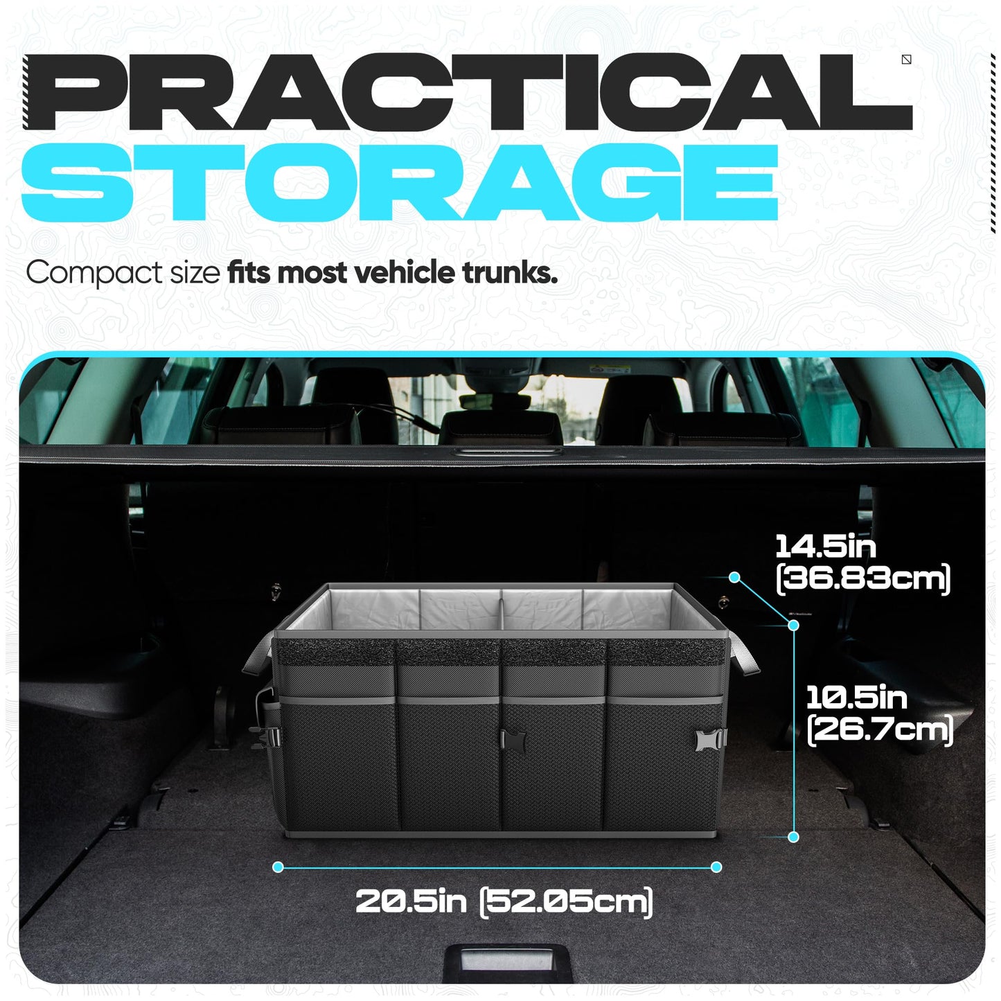 FORTEM Trunk Organizer - Foldable Car Organizer & Storage for SUVs & Trucks