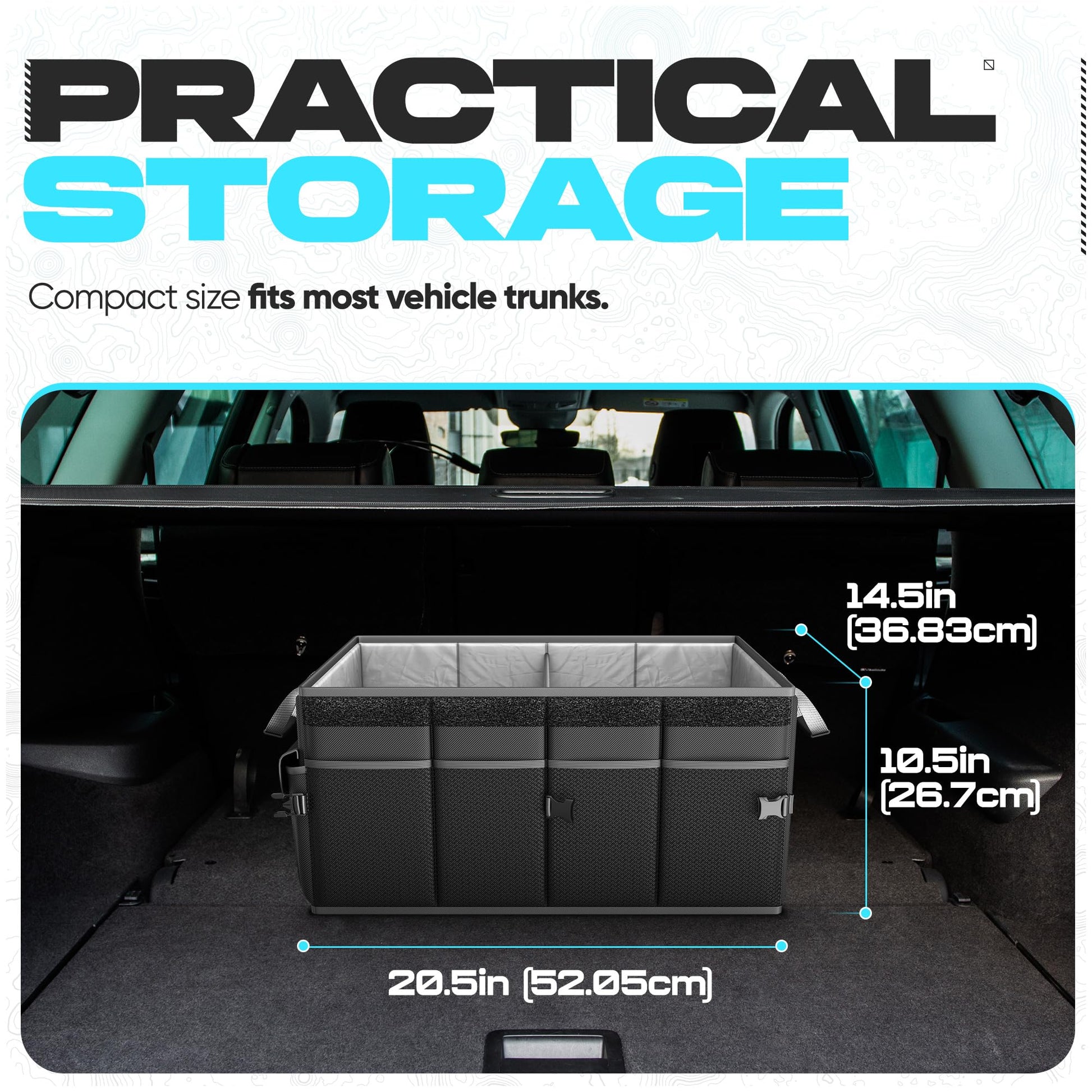 FORTEM Trunk Organizer - Foldable Car Organizer & Storage for SUVs & Trucks
