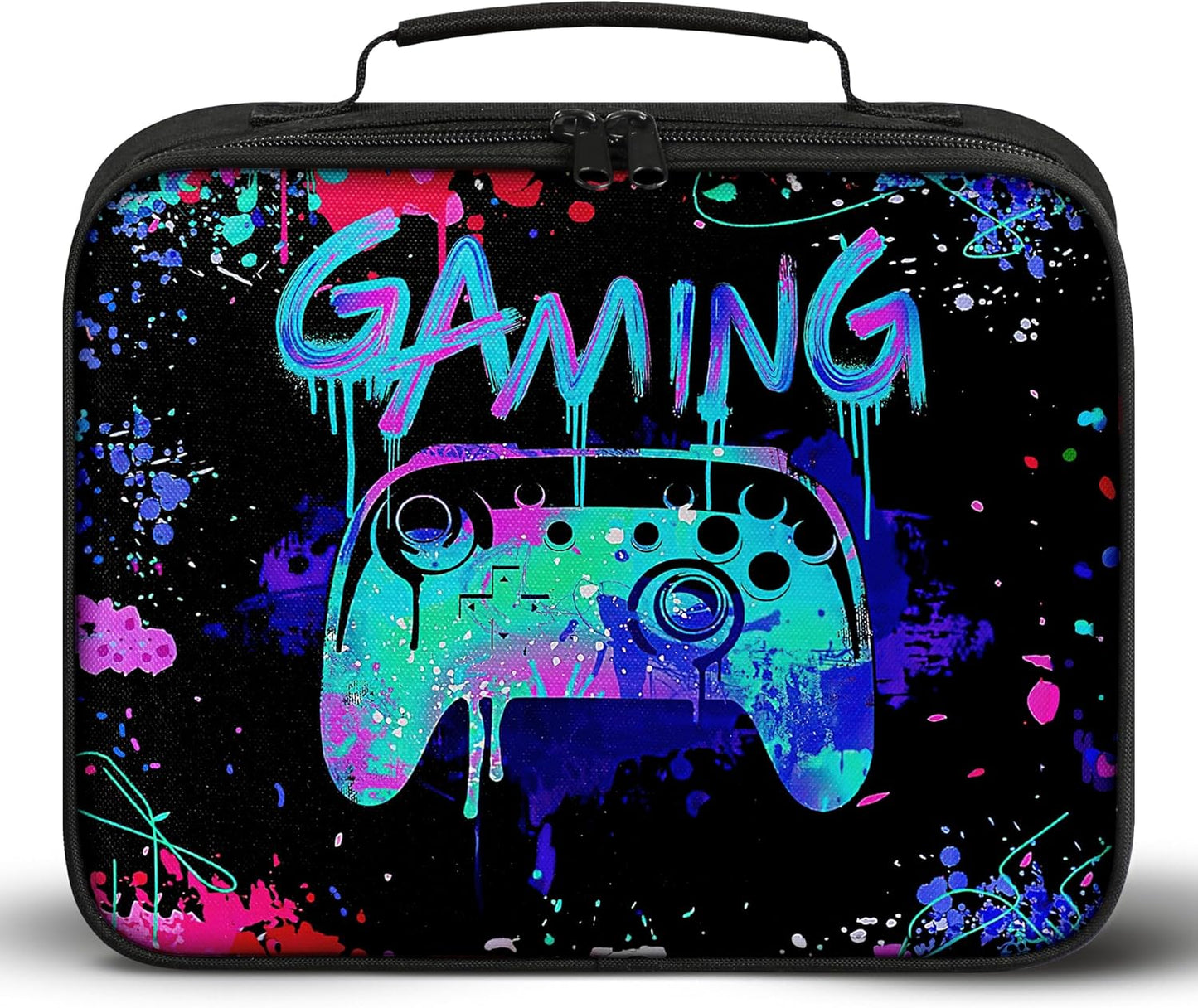 Gamer Lunch Box for Boys, Insulated Reusable Video Game Lunch Bag Portable Waterproof Leakproof Gaming Lunch Tote Bag Game boy Lunch Box for School Picnic Travel Back to School Gifts