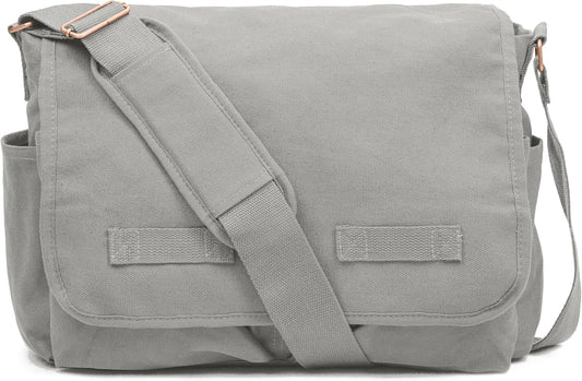 Sweetbriar Classic Vintage Messenger Bag - Original Heavyweight Cotton Canvas Shoulder Bag with Upgraded Features