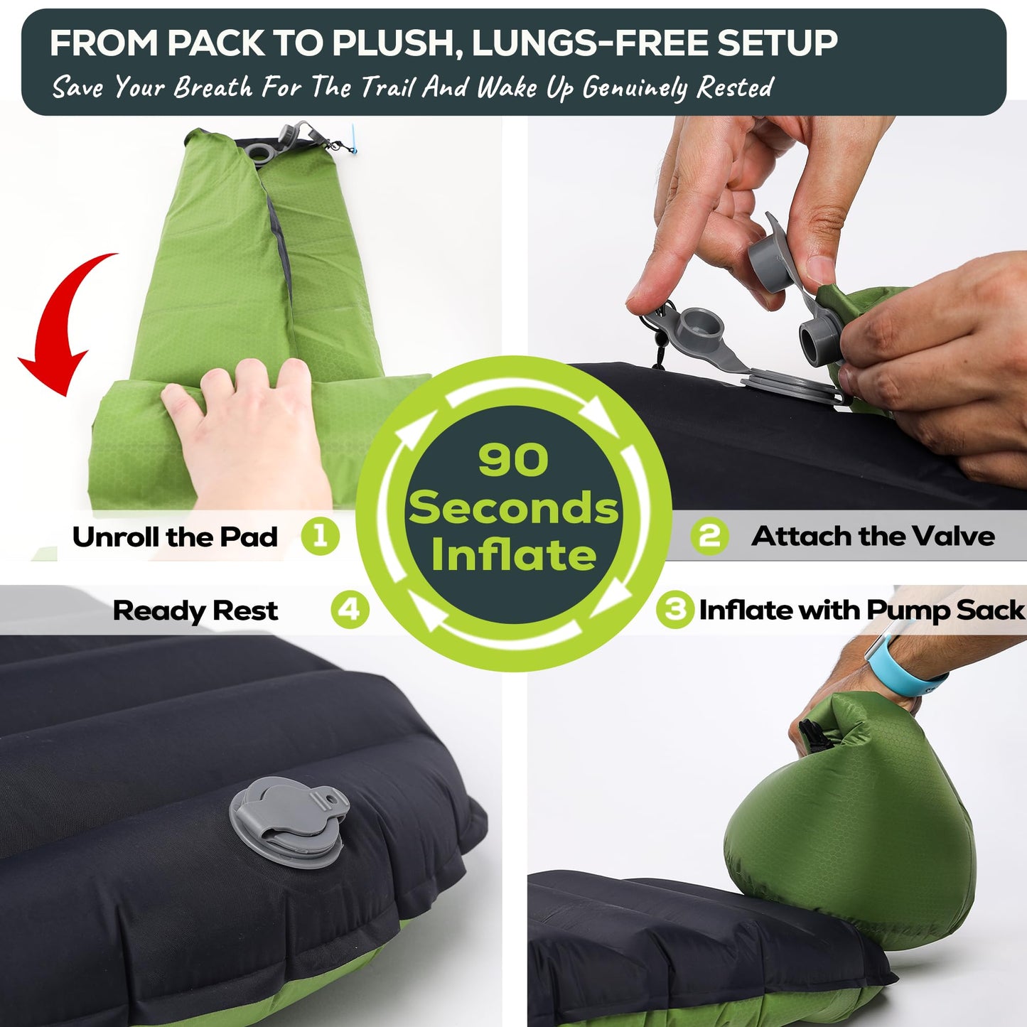 Gear Doctors® ApolloAir 5.2 R-Value [17oz] Ultralight Insulated Inflatable Camping Sleeping Pad