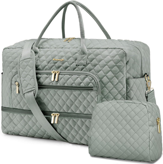 Large Women Travel Duffle Bag - Carry on Overnight Bag Weekend Travel Duffel Tote Bag Yoga Gym Bag with Wet Pocket Toiletry Weekender Overnight Bag for Travel Business Trips Sport Hospital
