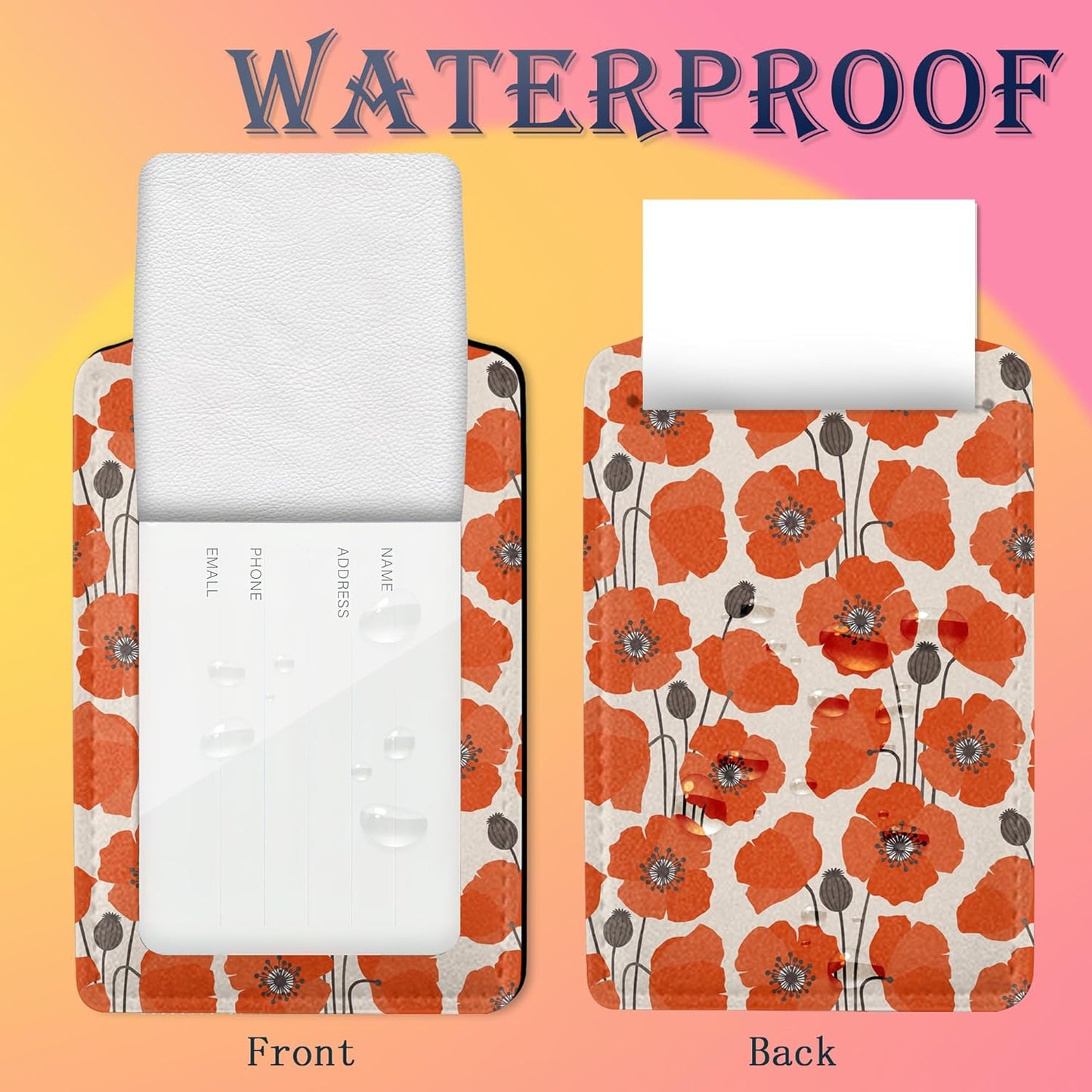 2 Pack Luggage Tag for Suitcases,Vintage Poppy Flower PU Leather Bag Travel Suitcase ID Identifier Baggage Tags for Women Men Travel