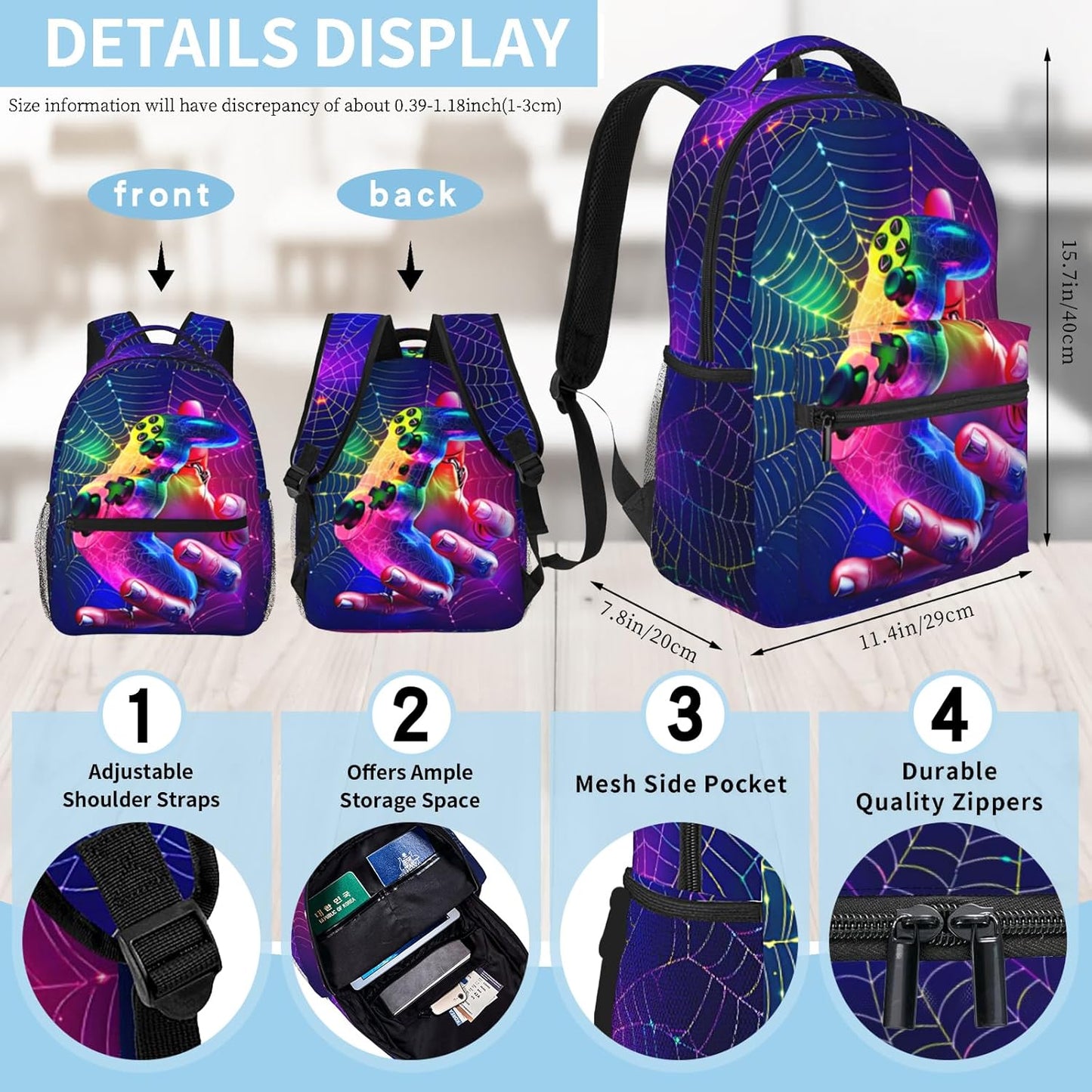 Backpack for School Boys Game Boys Backpack for Kids Children Teens Elementary Middle School Students Kids' Backpacks Ages 6-18 Video Game Bookbag Travel Back Pack