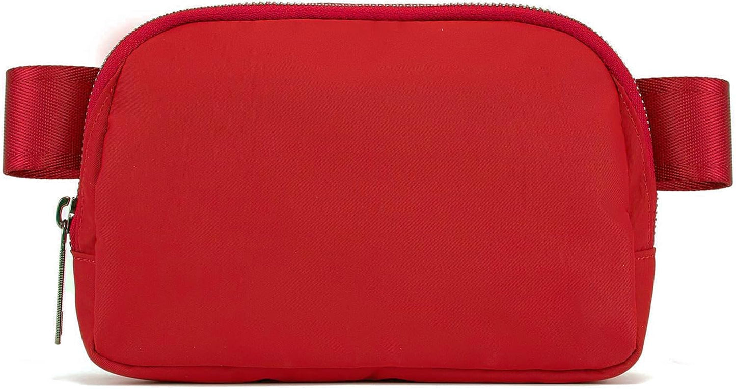 Fanny Pack Cross Body Bag Small Crossbody Bags for Women Men Trendy Nylon Waterproof Mini Purse Travel Running Belt Lulu Dupes Bum Hip Chest Waist Pack Side Bag Must Have Red