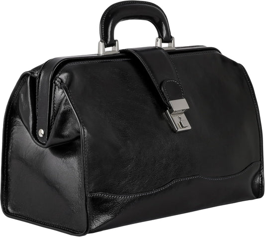 Time Resistance Leather Doctor Bag - Italian Handmade Medical Bag - Vintage Style Handbag - Real Leather Briefcase