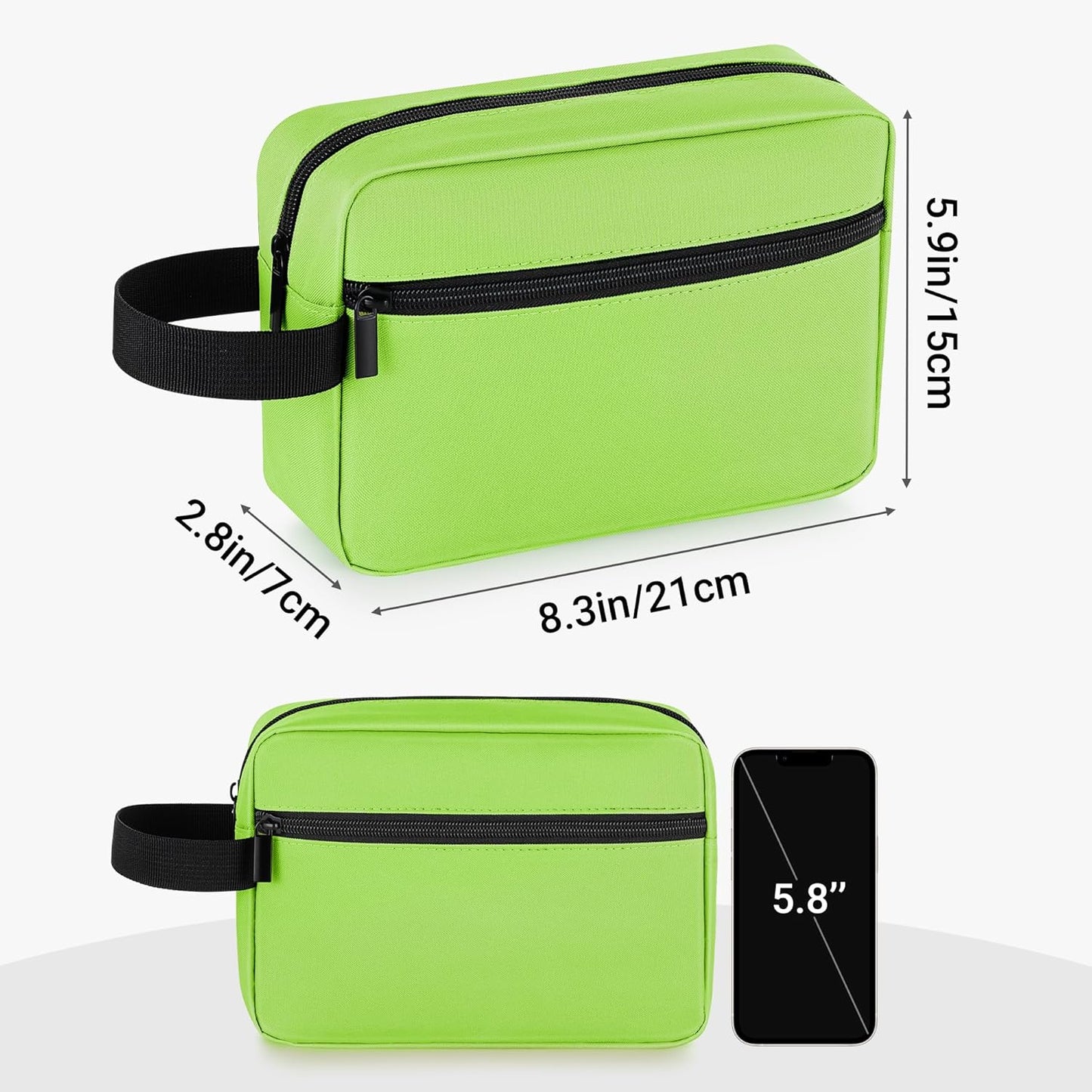 Elviros Travel Toiletry Bag for Women and Men,Lightweight Makeup Bag Hanging Dopp Kit with Shaving Compartment Cosmetic Organizer Small Tool Bag Travel Essentials,Neon Green