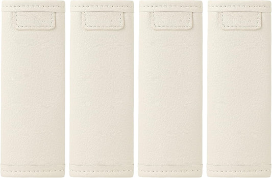 KINIVA Leather Luggage Handle Wrap 4 Pack Set,Luggage Identifiers Tags Markers for Luggage Suitcase,Travel Accessories(white-4pcs)