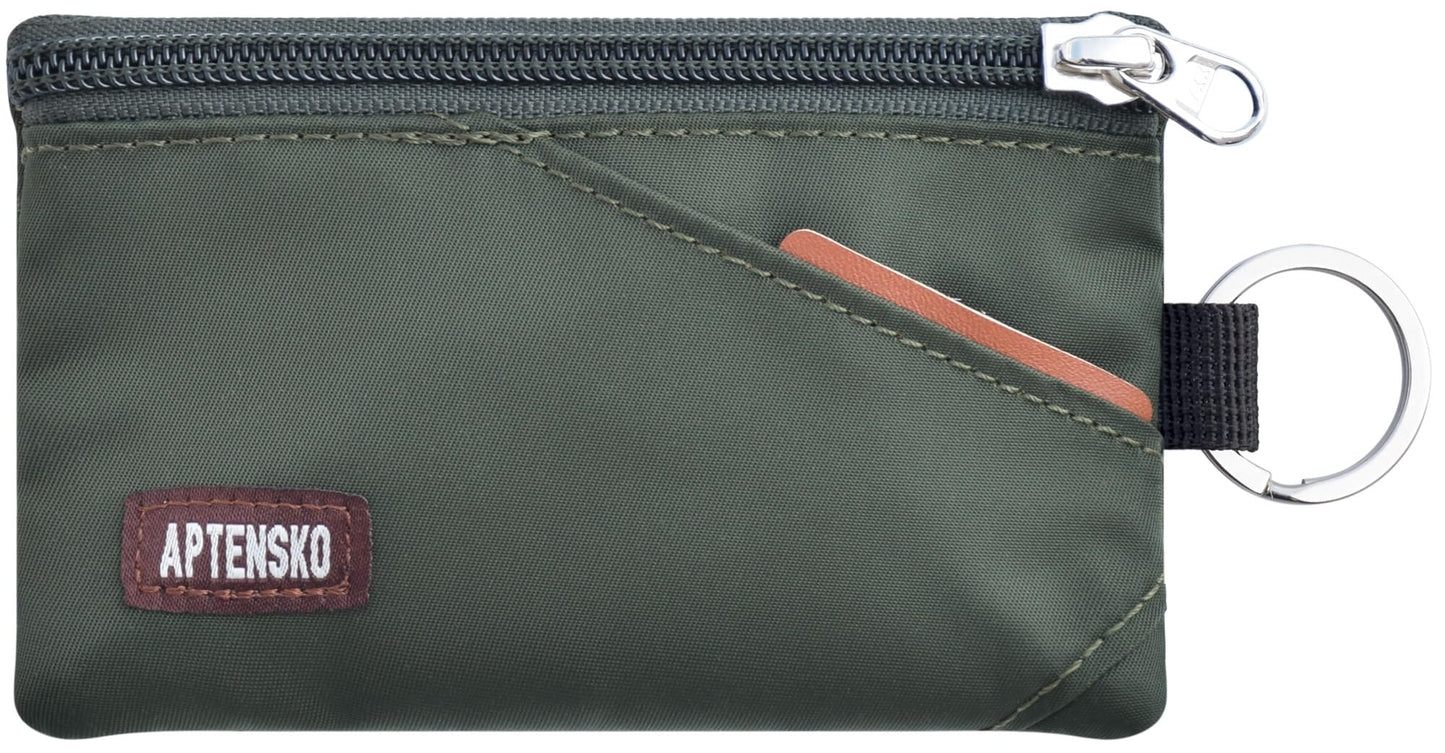 APTENSKO RFID Blocking Travel Wallet with Adjustable Lanyard, Small Nylon Zipper Pouch and Badge