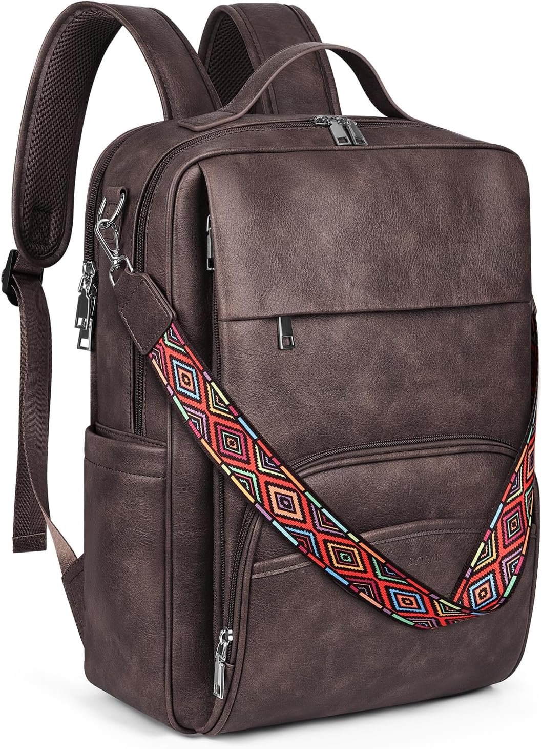 Leather Laptop Backpack, 15.6 Inch Business Computer Bag, Designer College Backpack Travel Backpack