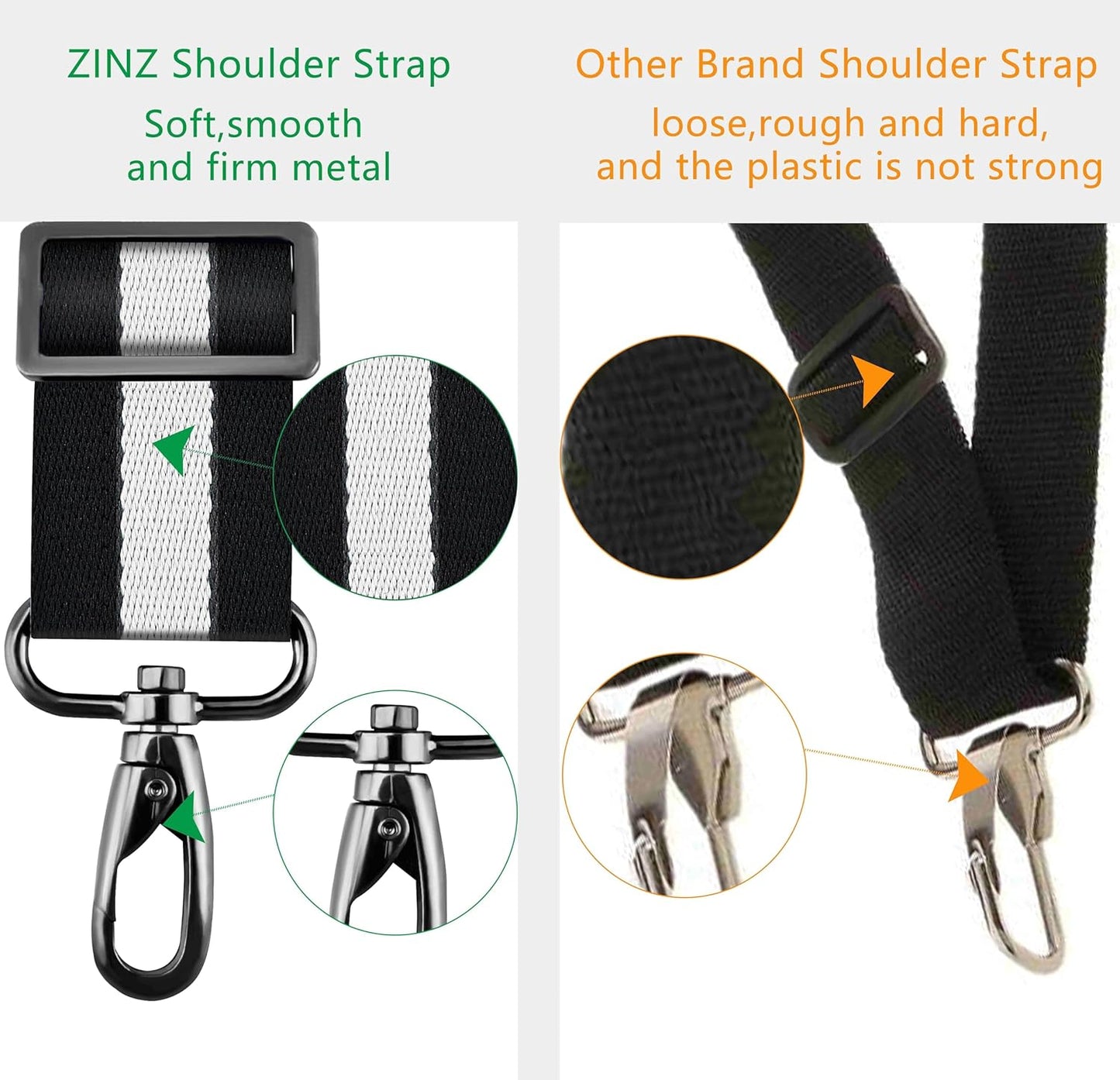 ZINZ Shoulder Strap 58" Ultra-Thick Fixed Padded and Adjustable Buckles Crossbody Strap for Briefcase Laptop Bag Luggage