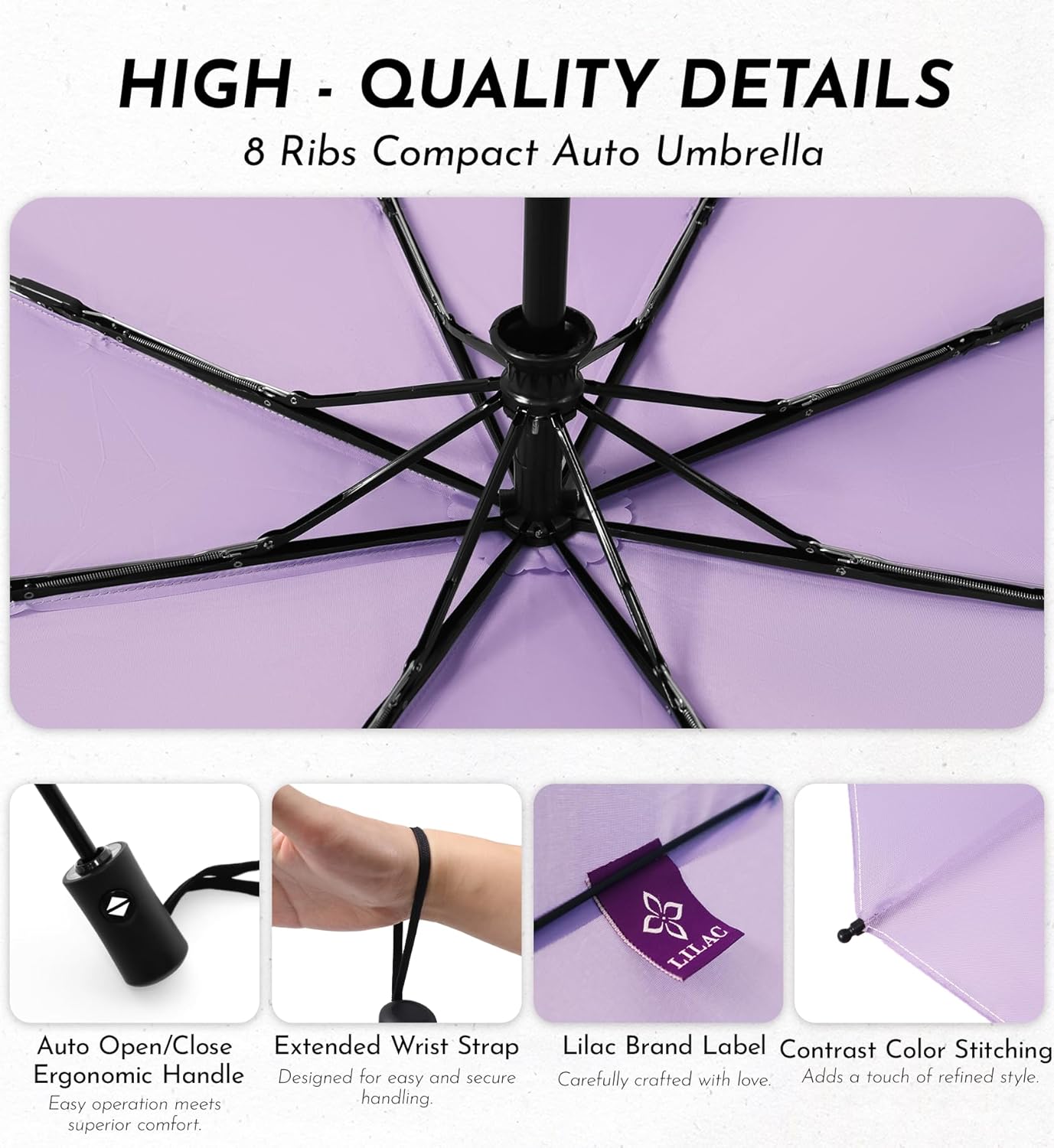 Compact Travel Windproof Umbrella, 43" Auto open/close Folding Quick Dry Umbrellas for Rain, Lightweight Portable Small for Backpack Car, less force to Fold for Women Men Kids, TSA Approved