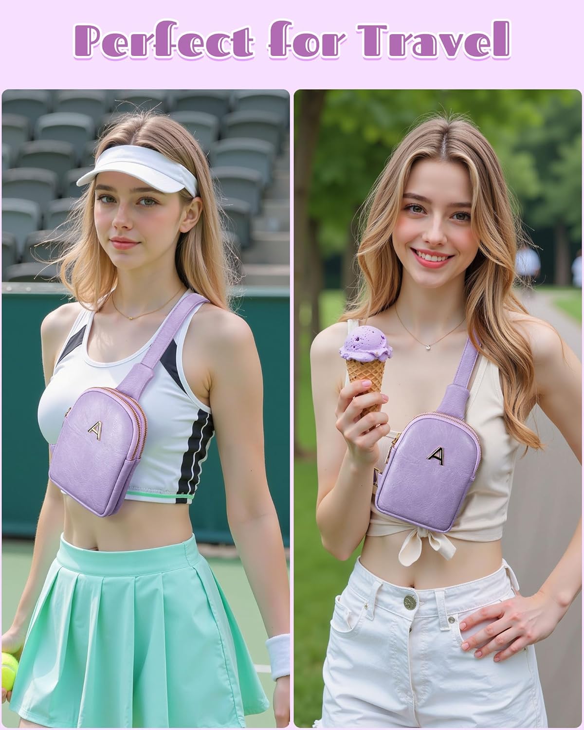 Gifts for 6 7 8 9 10 11 12 13 14 15 16 Year Old Girls, Initial Cross Body Fanny Pack, Cute Sling