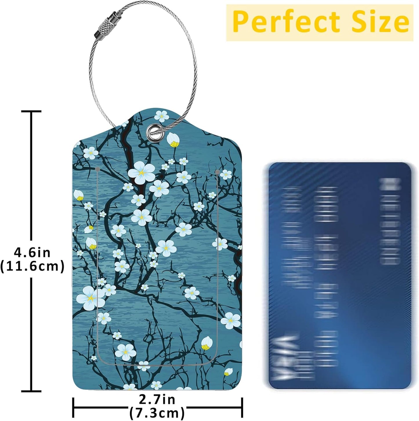 2 Pack Luggage Tag for Suitcase,Japanese Cherry Blossom PU Leather Suitcase Tags Identifiers with Privacy Name Address Labels and Durable Steel Loop for Women Men Travel