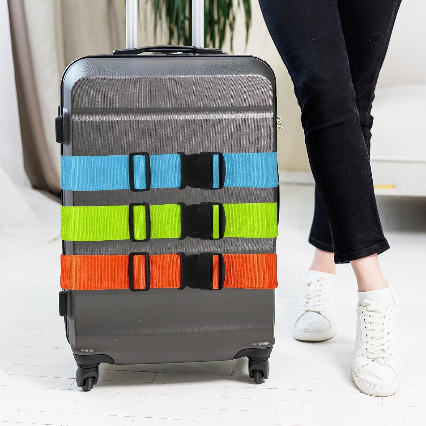 12 Pack Luggage Straps Suitcase Belts Straps Wide Adjustable Packing Straps Travel Belts Accessories for Business Traveling Packing