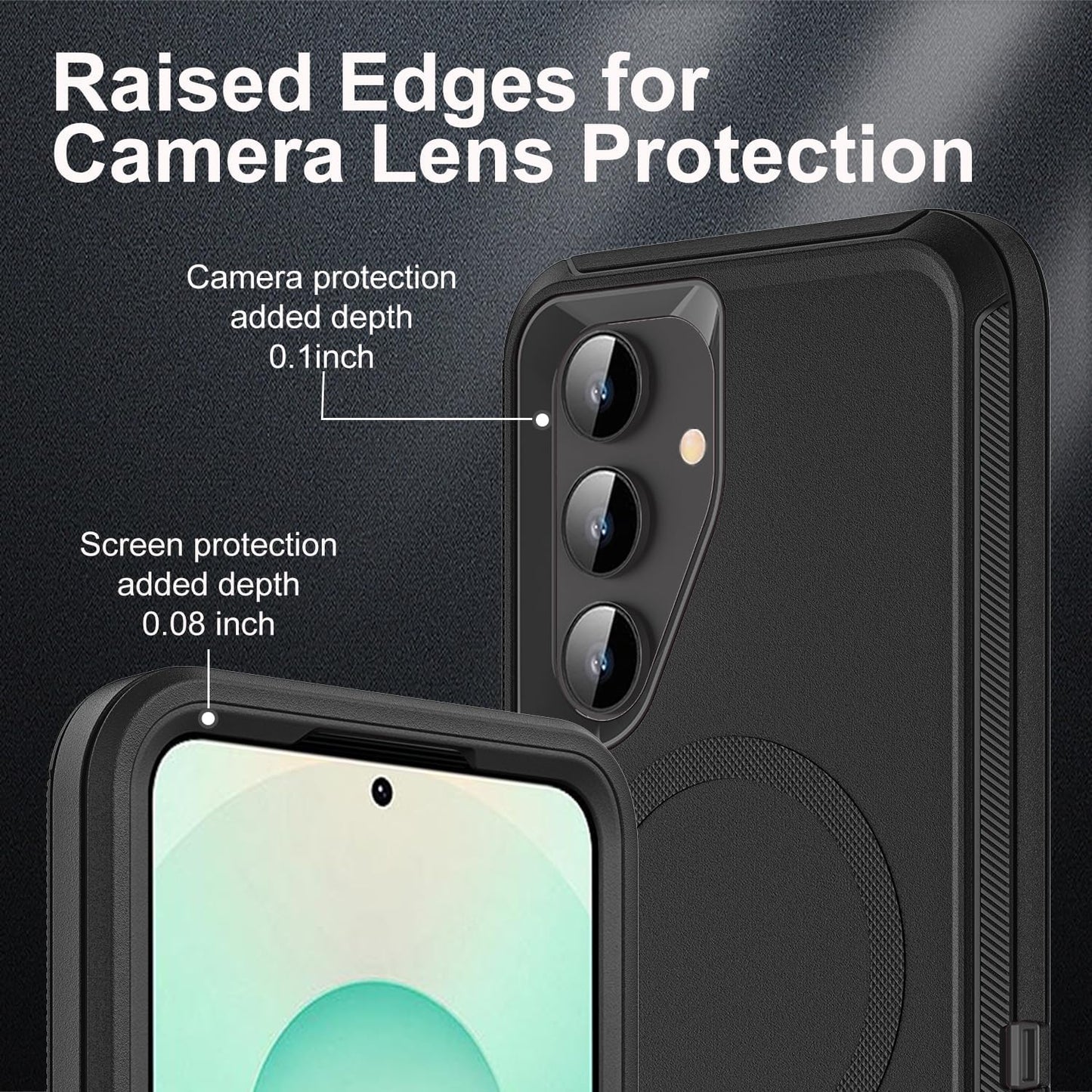 for Samsung Galaxy S25 Plus Case, Compatible with Magsafe, Military Grade 3 in 1 Heavy Duty Case with 2Pcs Tempered Glass Screen Protector & Camera Lens Protector (New-Black/Black)