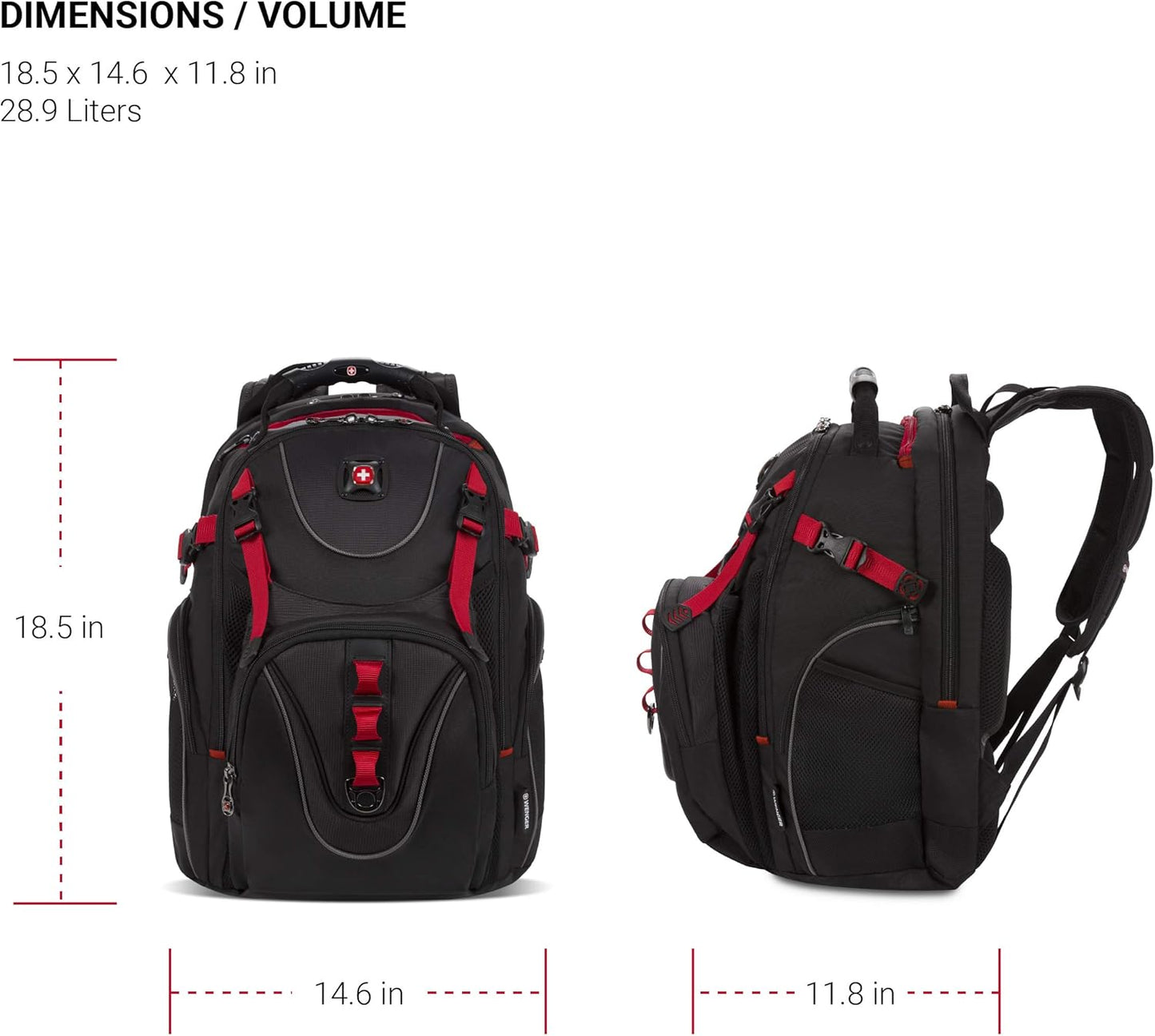 Wenger Maxxum Laptop Backpack, Fits 16 Inch Laptop, Men's and Women's, Black/Red