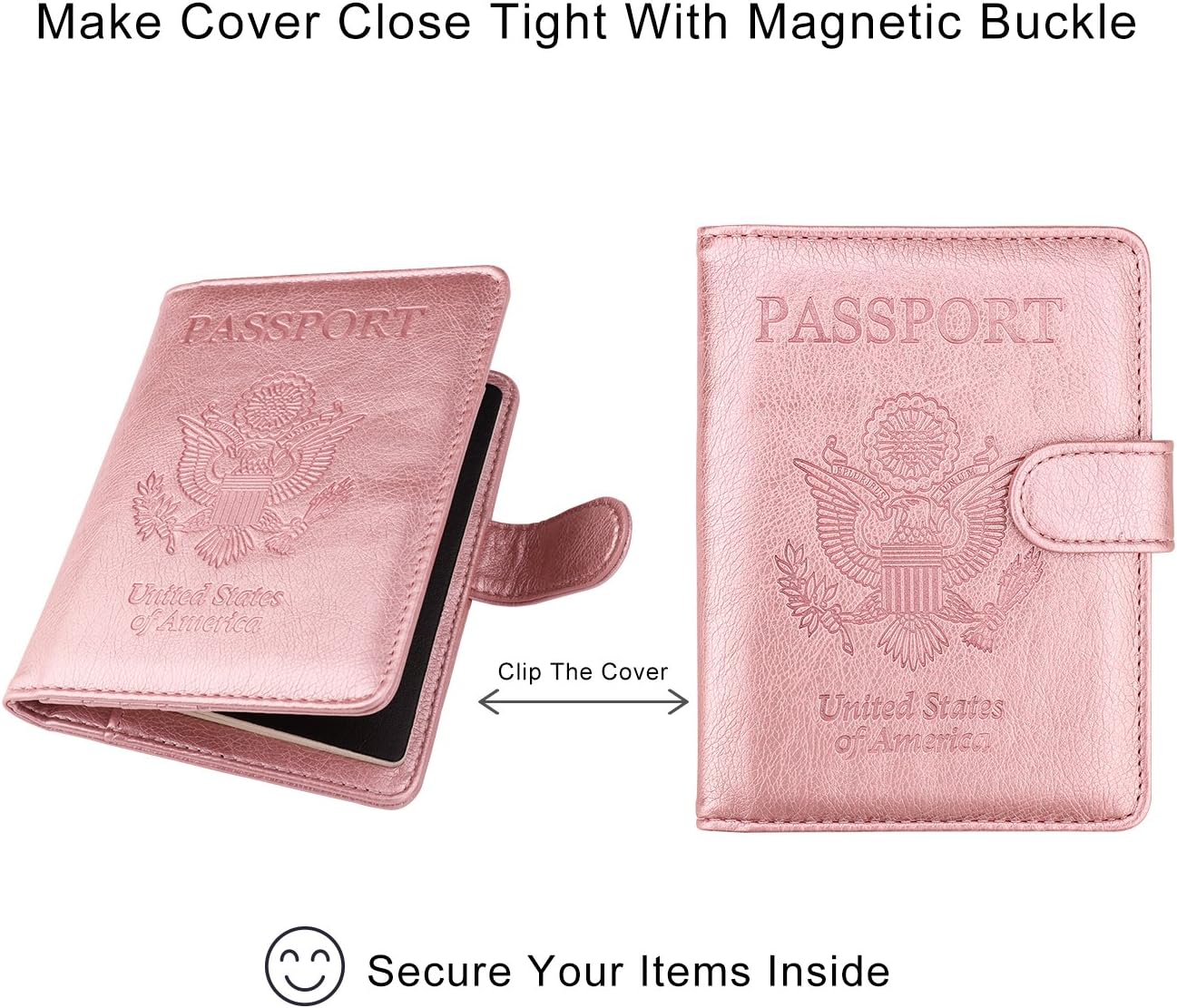 WALNEW Passport Holder for Travel, RFID Passport Cover Wallet for Women Men, PU Leather Passport Book Card Holder Case with Pen, Travelling Essentials for Flying