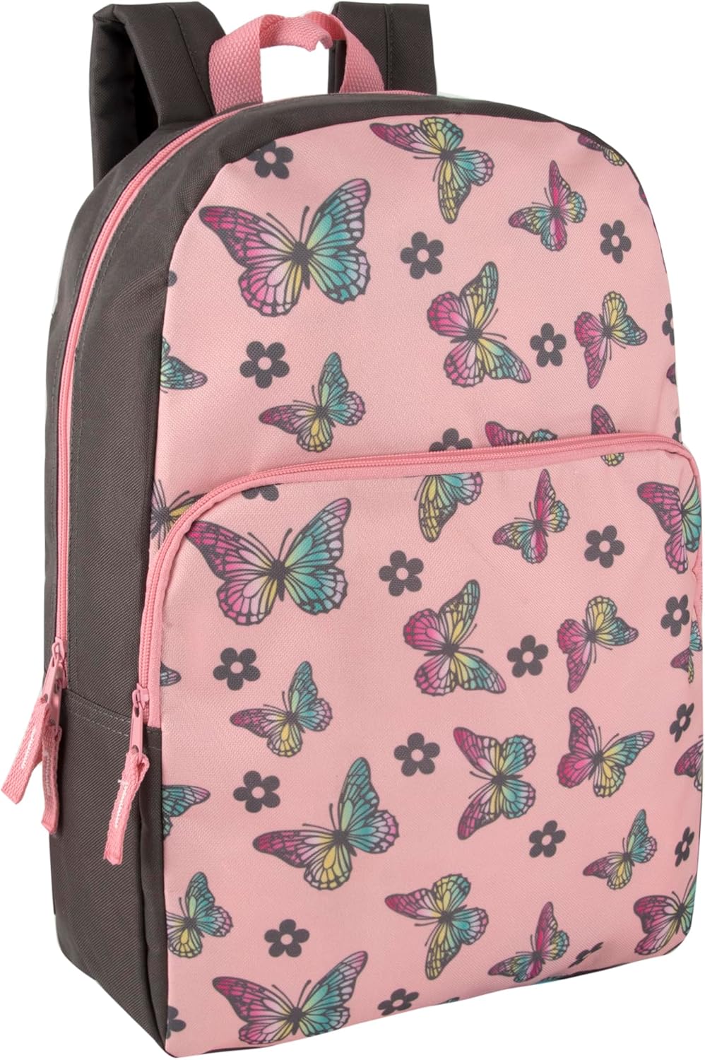Fun School Backpack for Elementary Middle School Girls and Boys | 17 Inch Printed Backpacks for School Kids, Travel (Big Bold Butterflies)