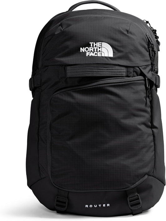 The North Face Router Everyday Laptop Backpack | Daypack with Water Repellent Finish, 17" Laptop Sleeve, Reflective Details, TNF Black/TNF Black-NPF, One Size